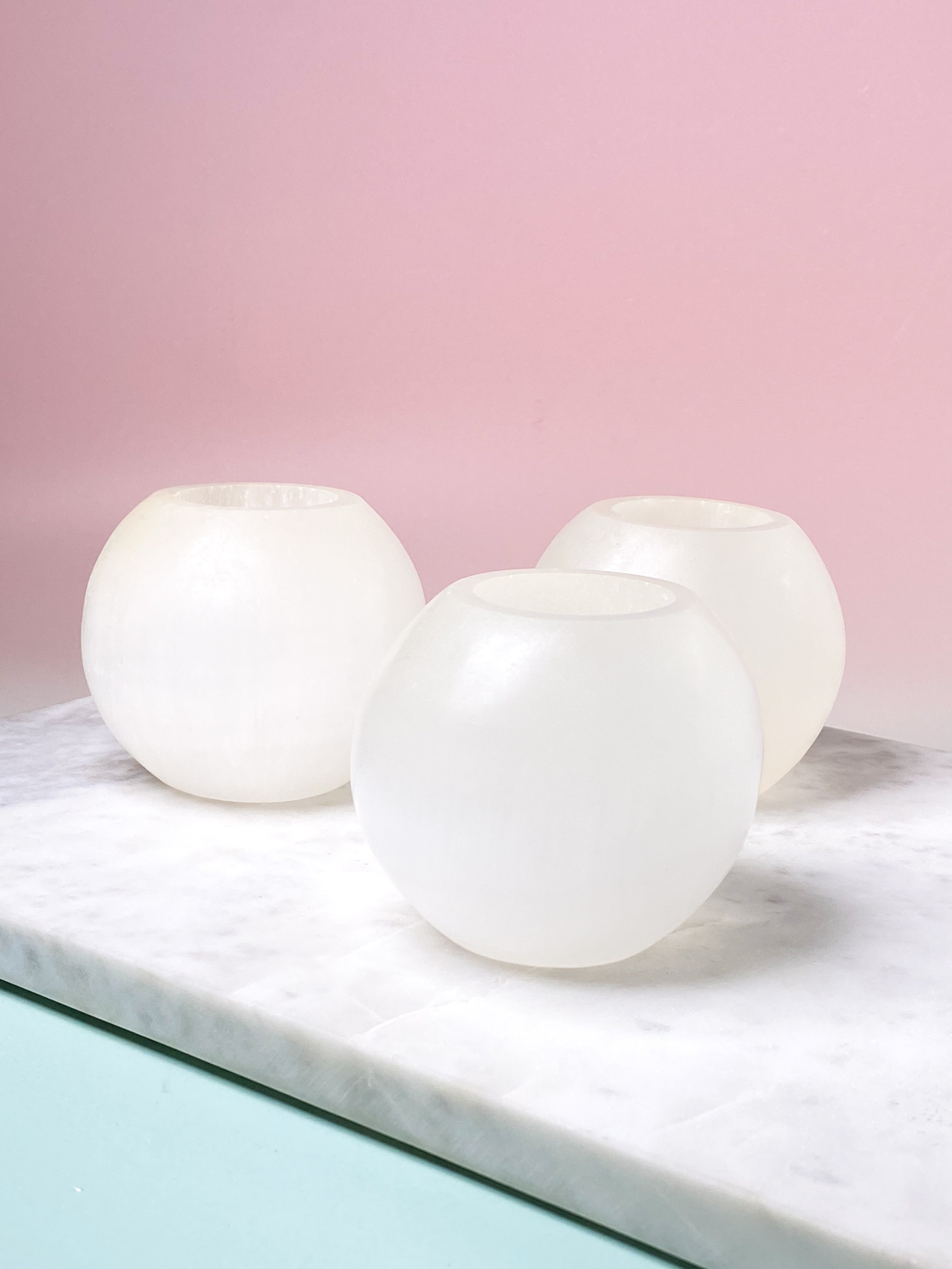 OUTLET - Selenitpolerad värmeljushållare