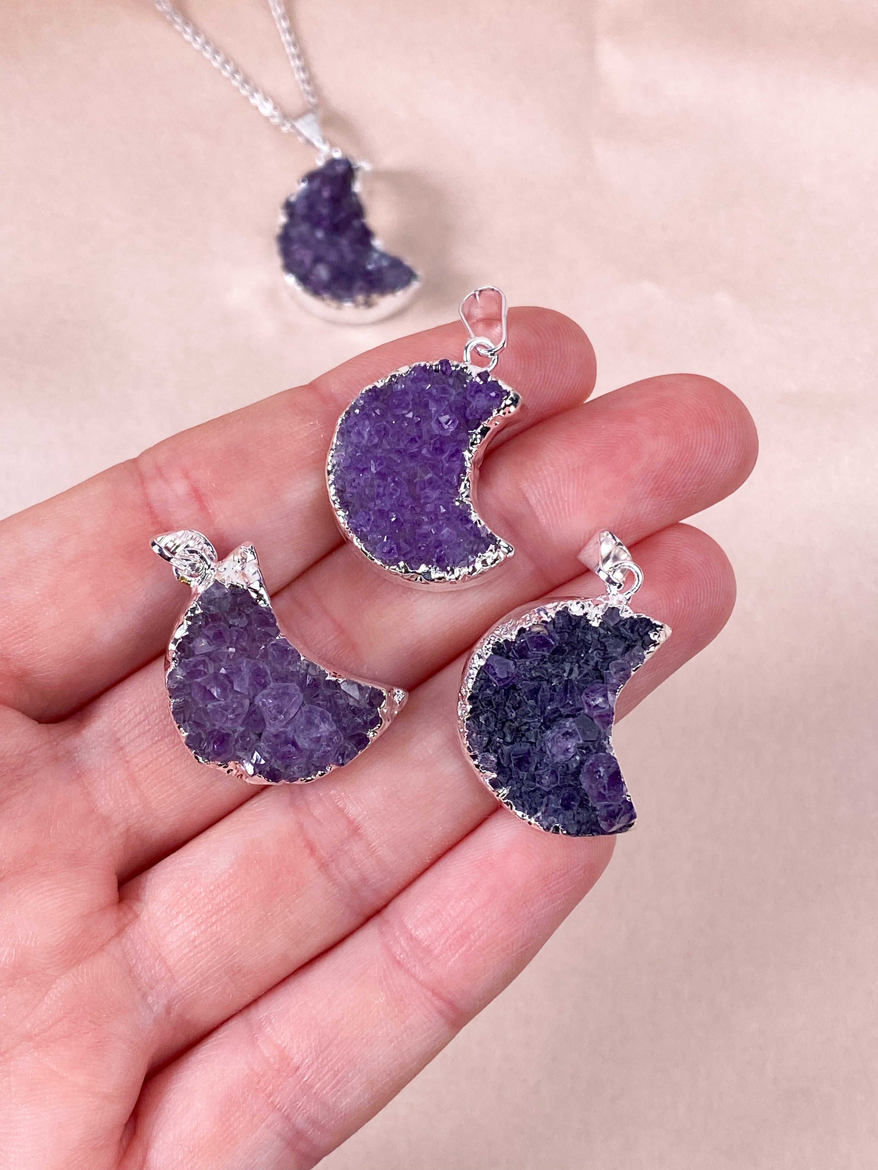 Ametist Månhänge - Silver