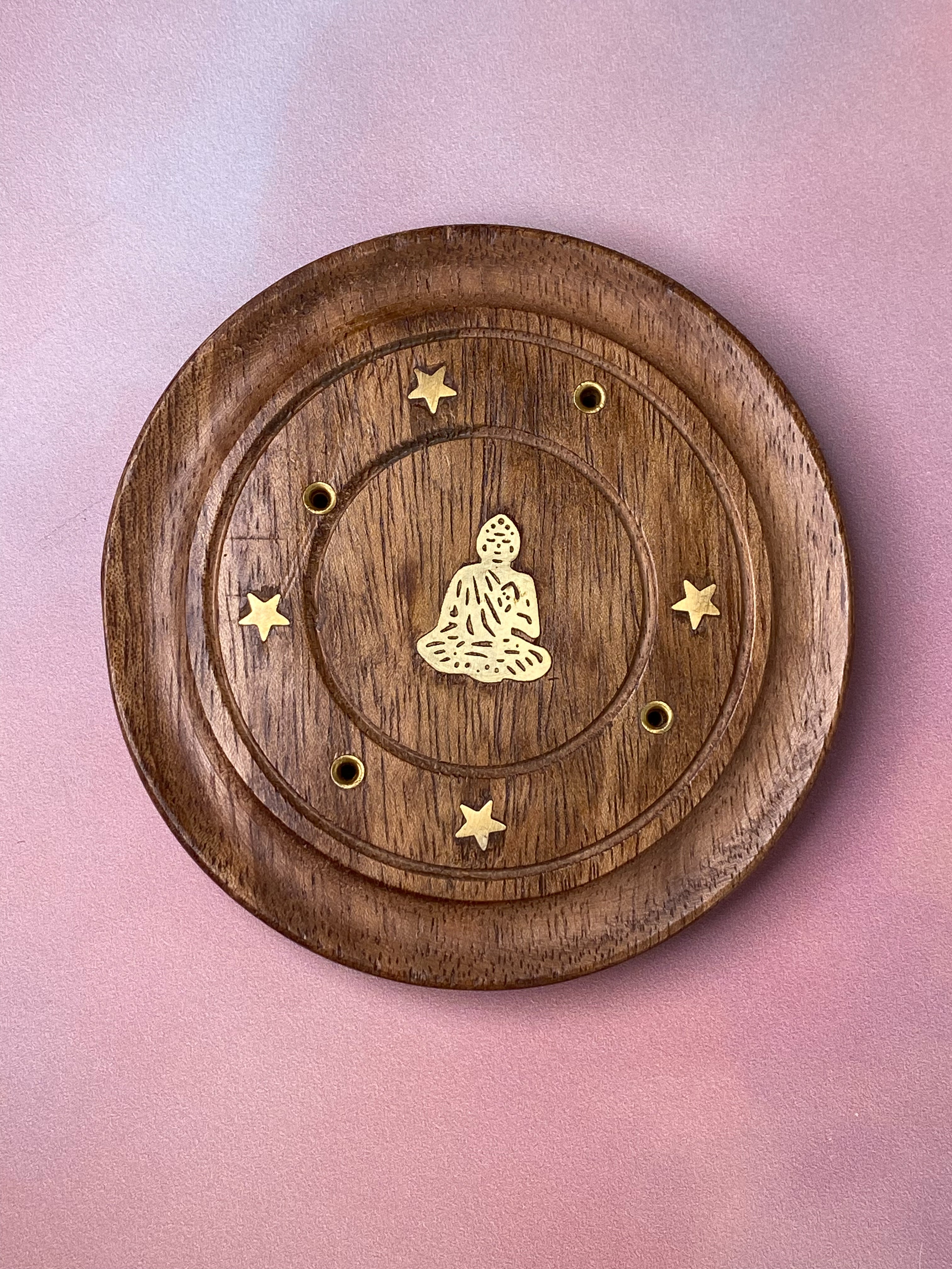 Rökelsehållare Precious Wood, Round (Brass Stars and Moon)