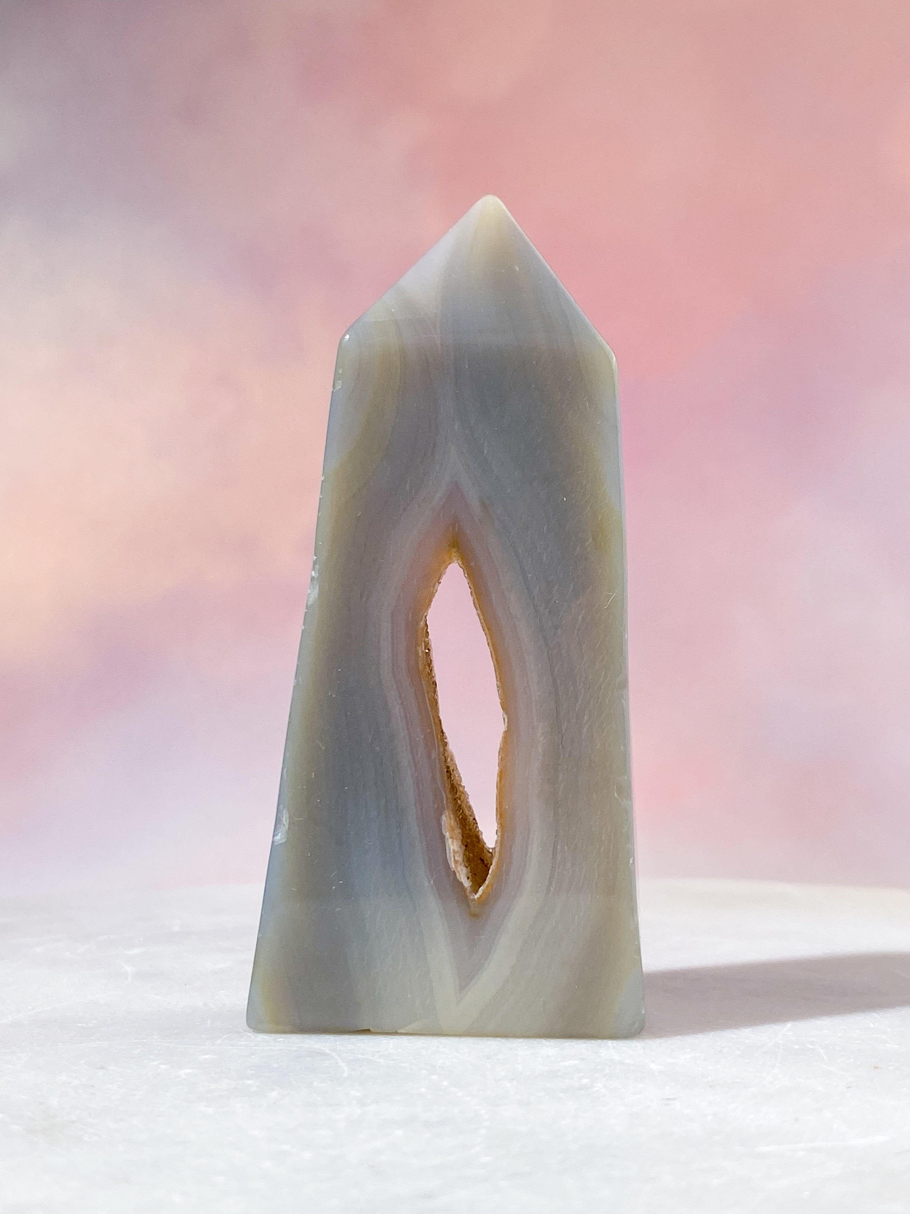 Druzy Agat Poleret Tårn (Nr. 20)