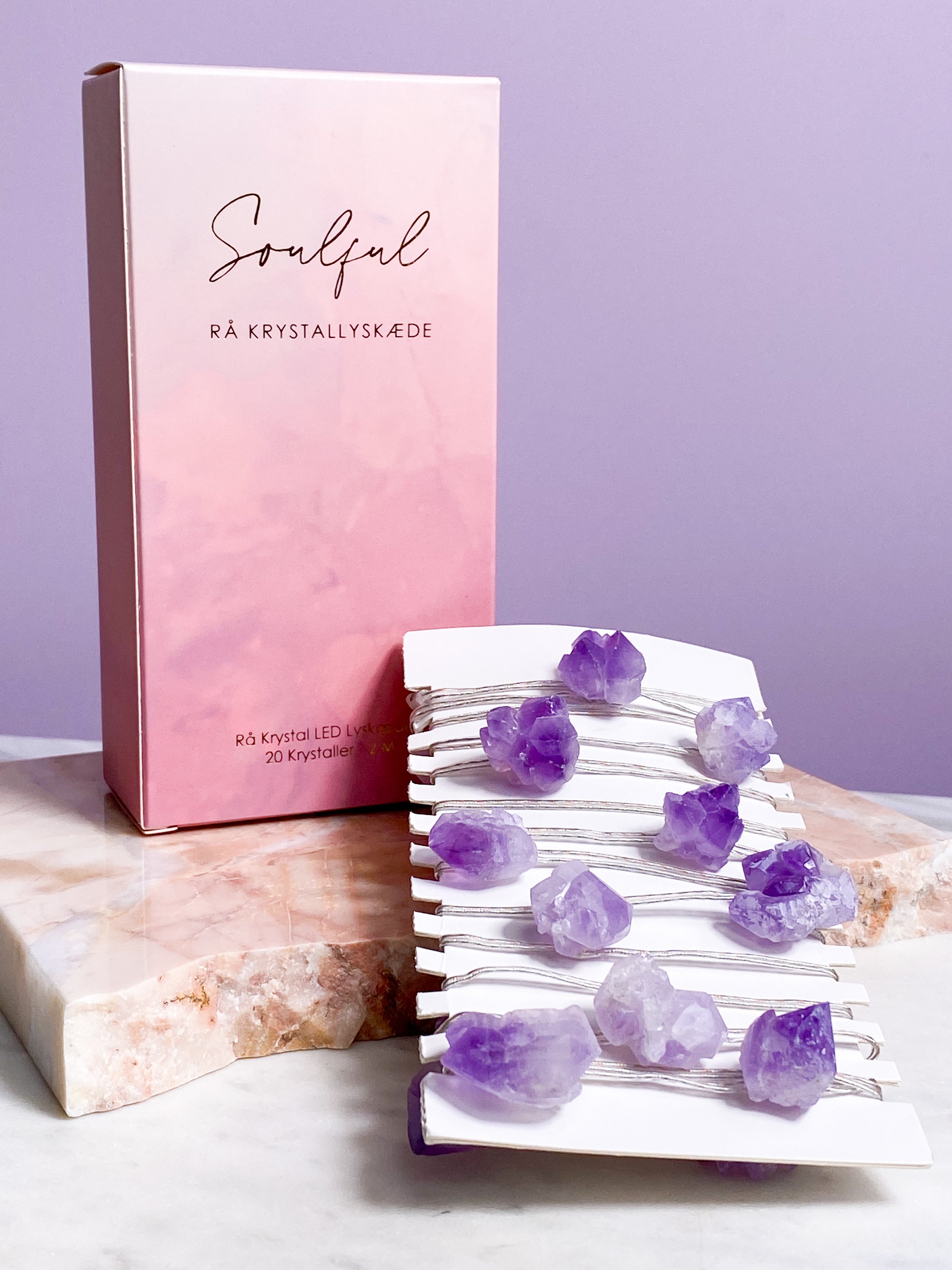 Ametist LED-kristallljusslinga