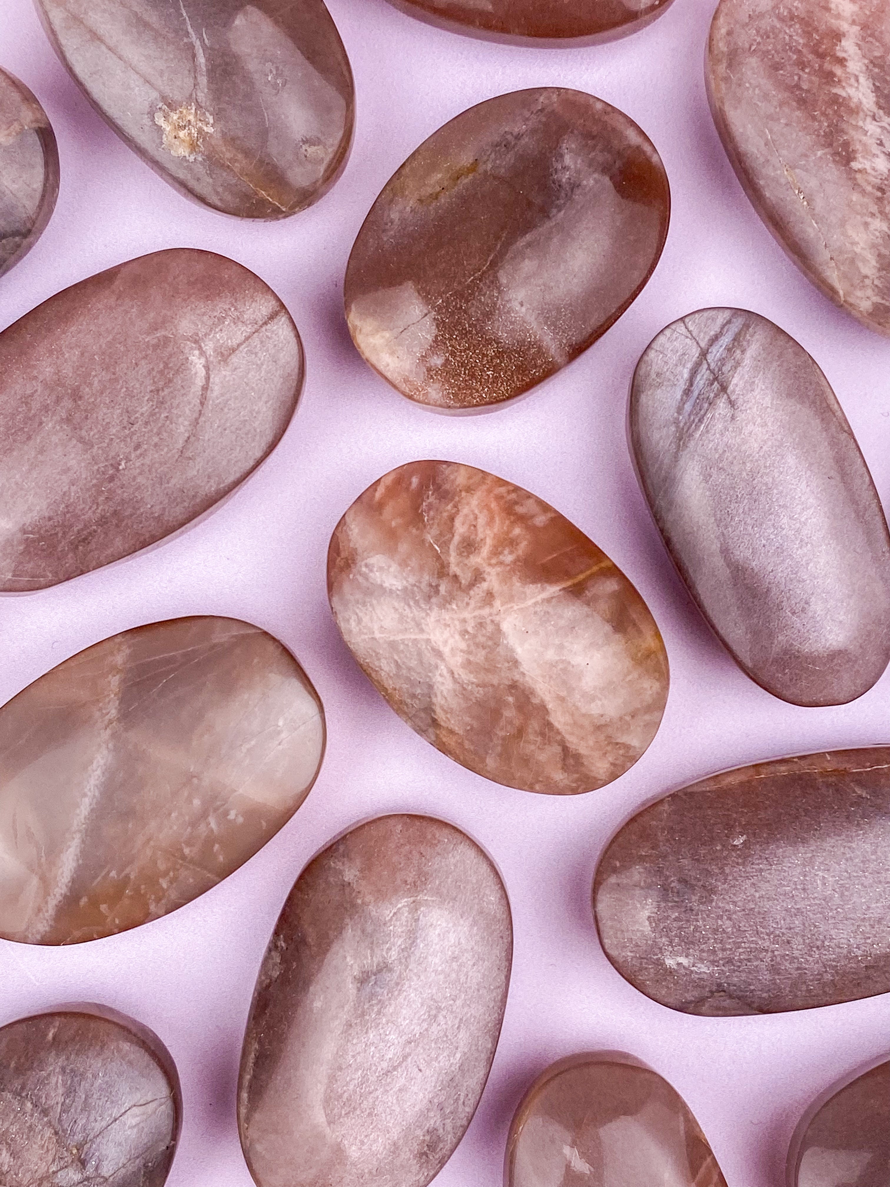 Fersken Månesten Med Solsten Palmstone
