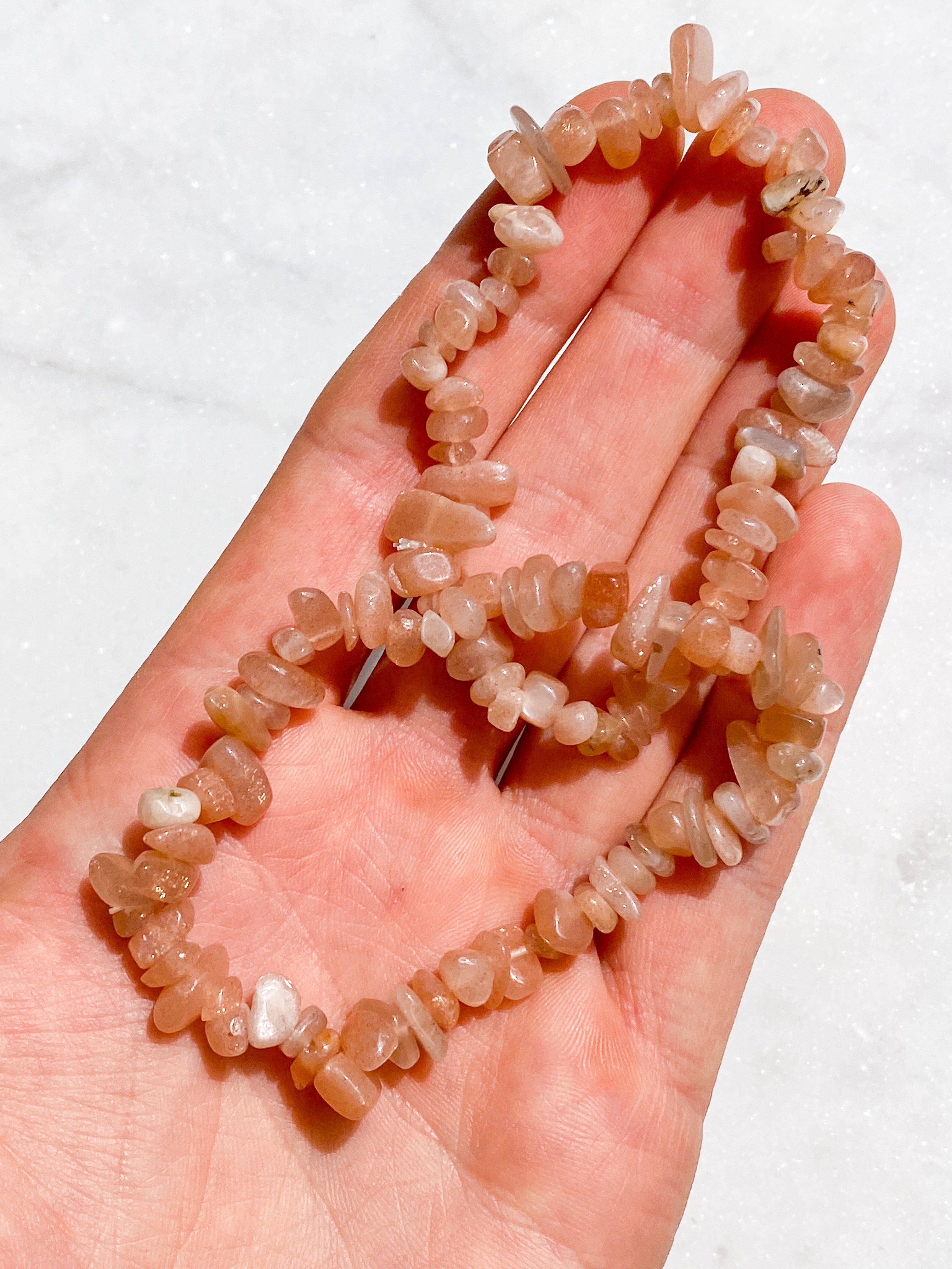 Persika Månsten Chip Armband