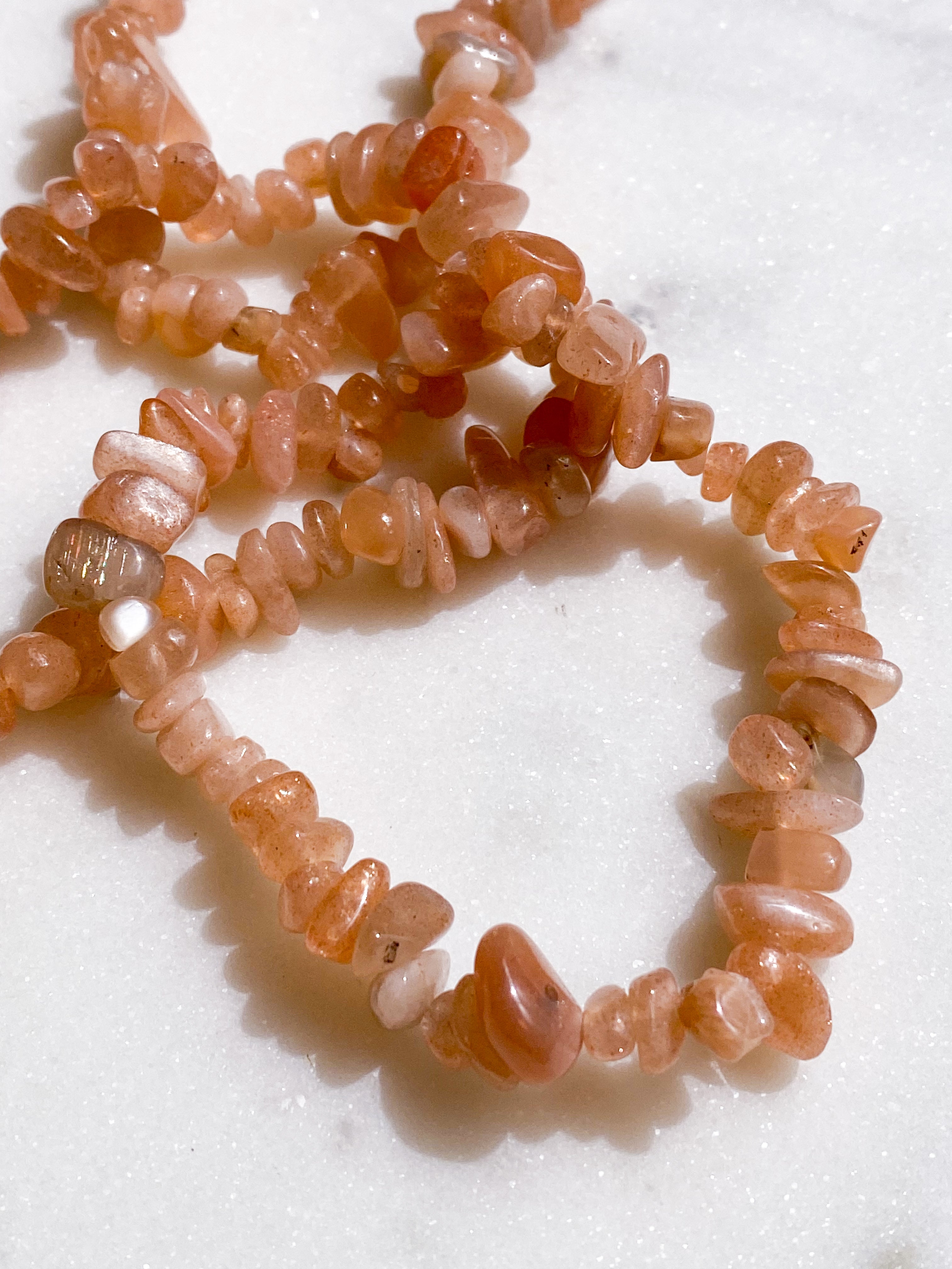 Persika Månsten Chip Armband