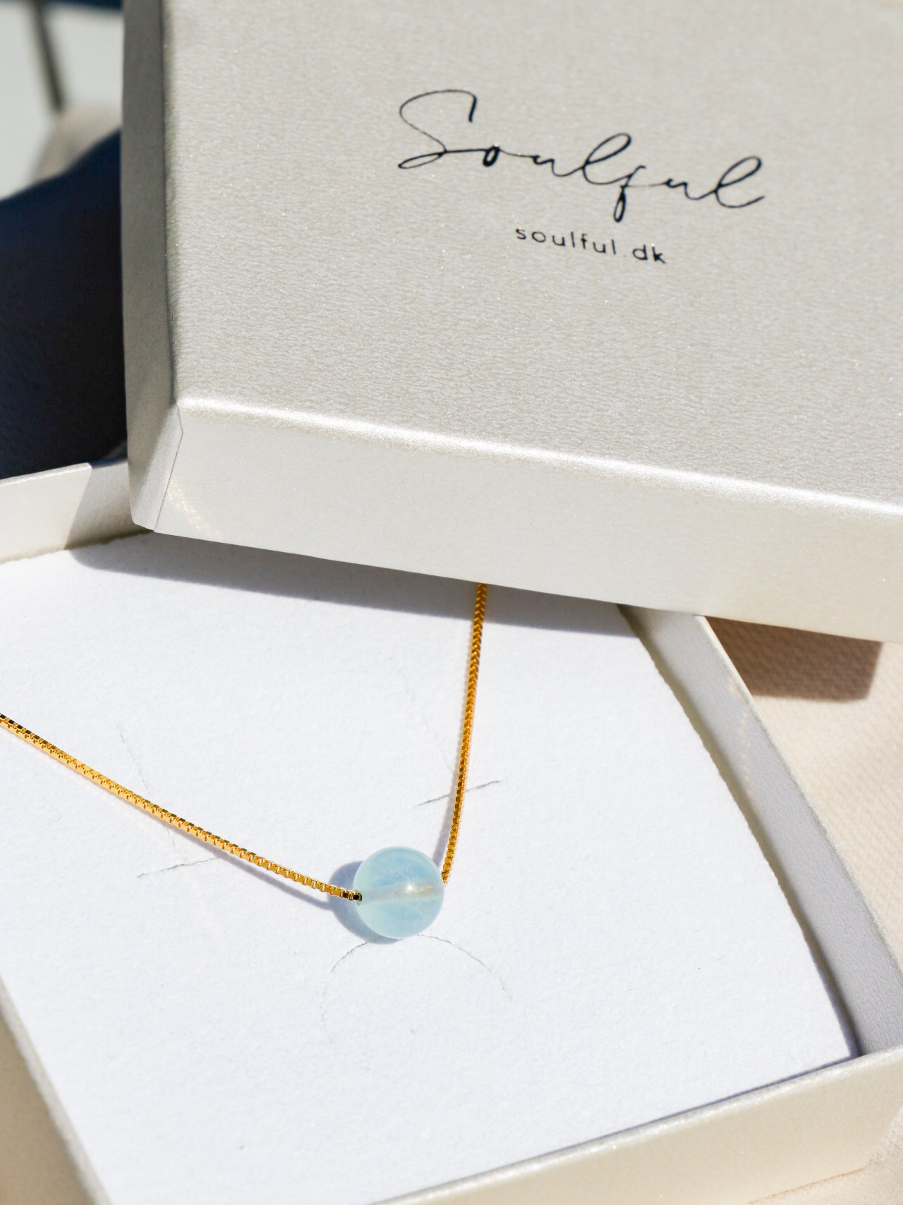 Akvamarin - Petite Heart - Guld