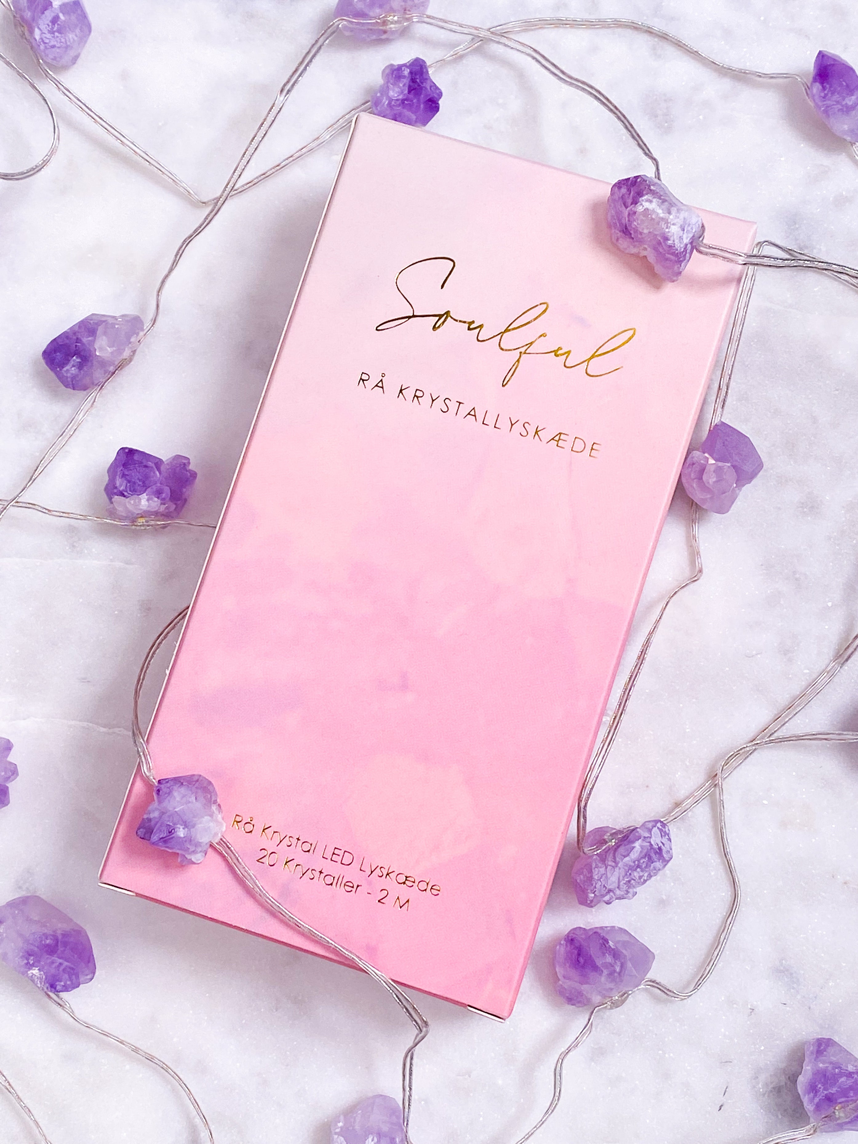 OUTLET - Ametyst LED Krystal Lyskæde, Læs Beskrivelsen