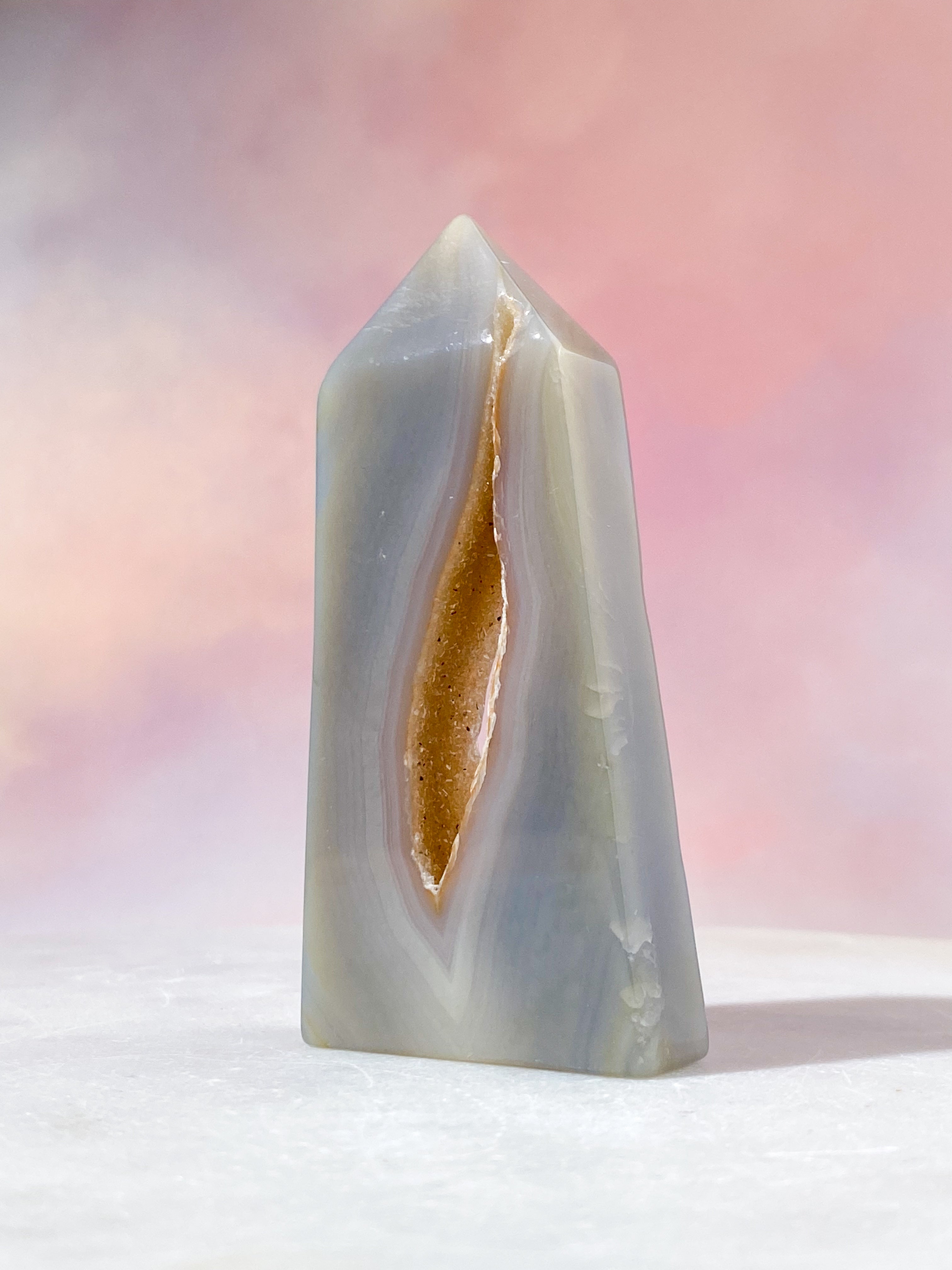 Druzy Agat Poleret Tårn (Nr. 20)