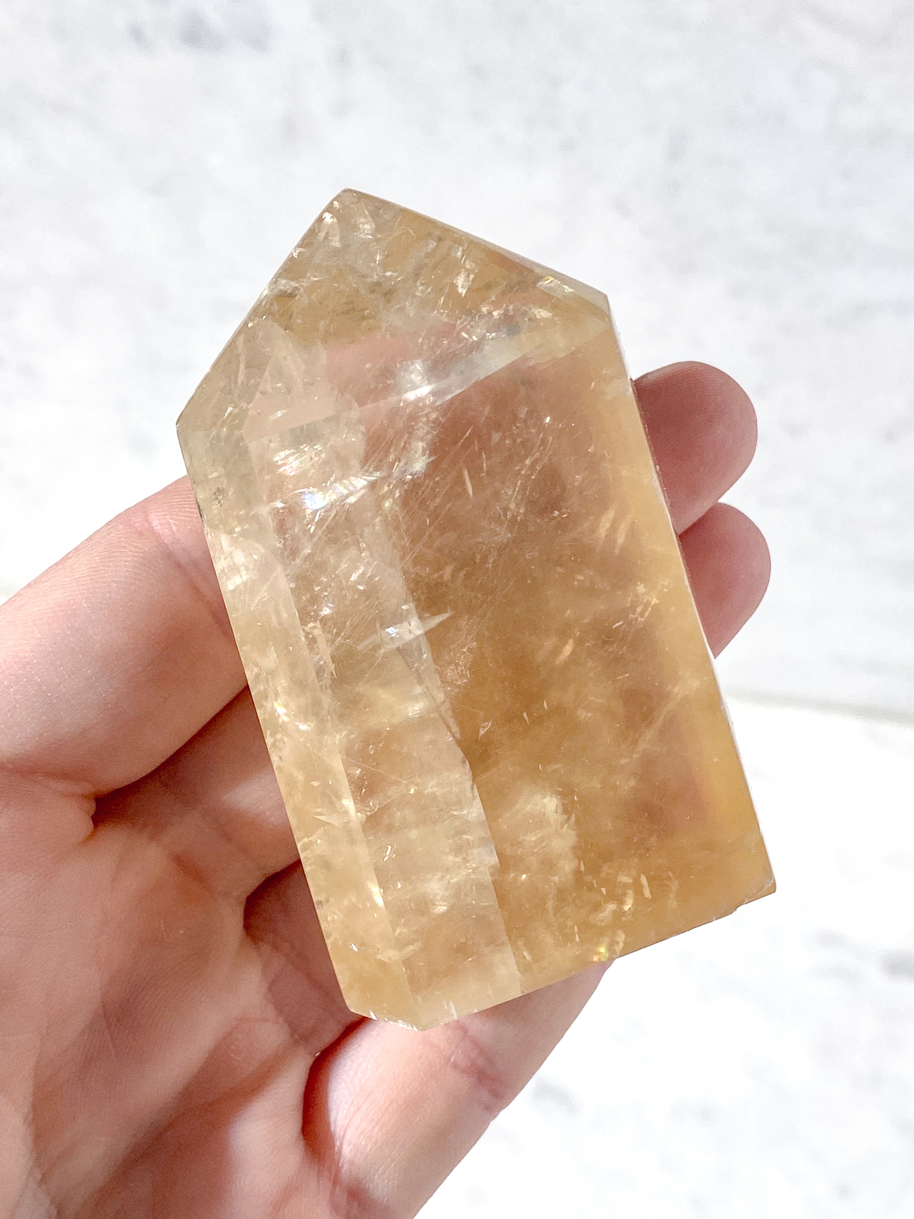 Optisk Honning Calcit Tårn (Nr. 5)