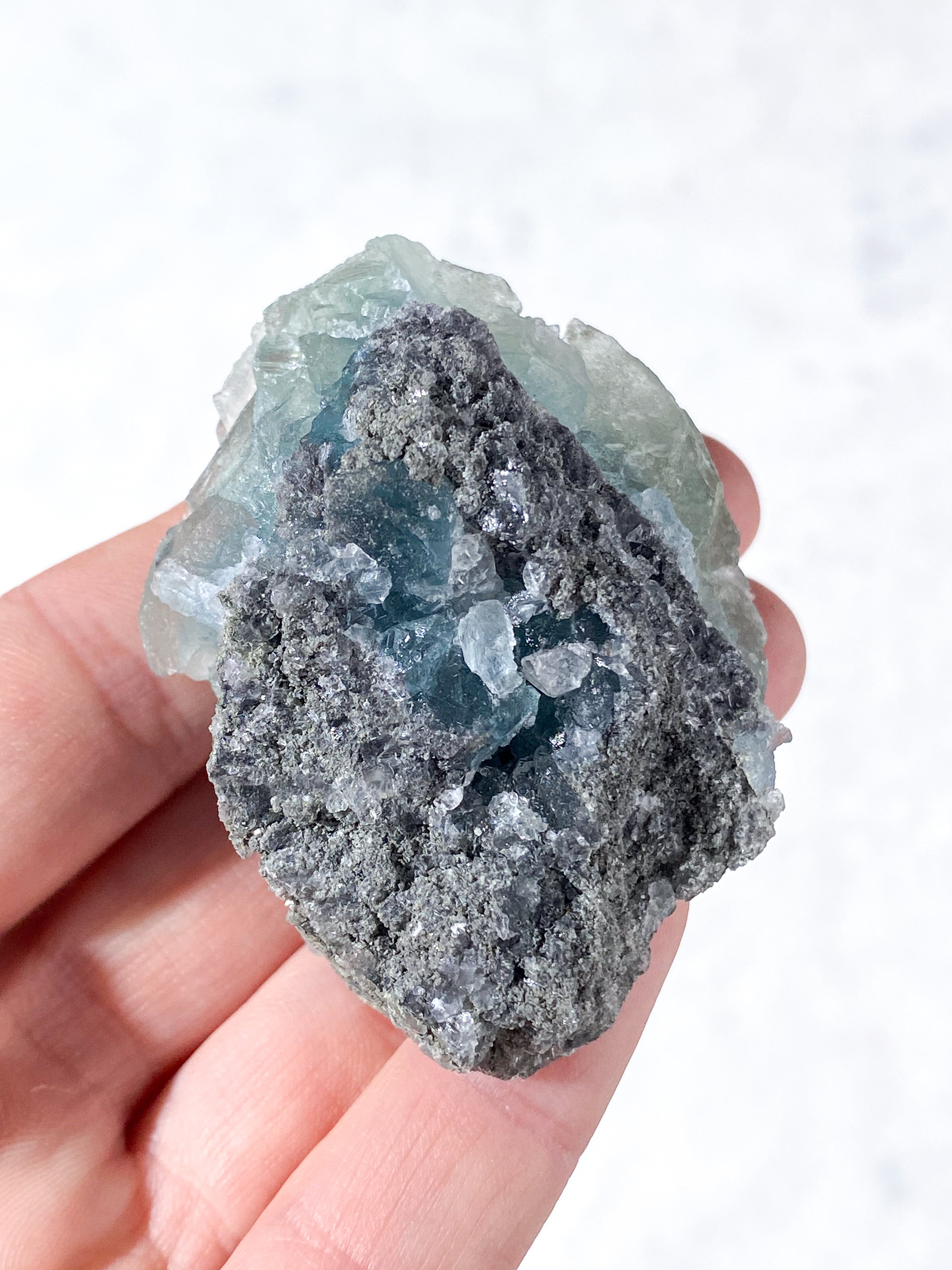 Blågrön Fluorit Kluster (Nr. 47) Exklusiv Kvalitet