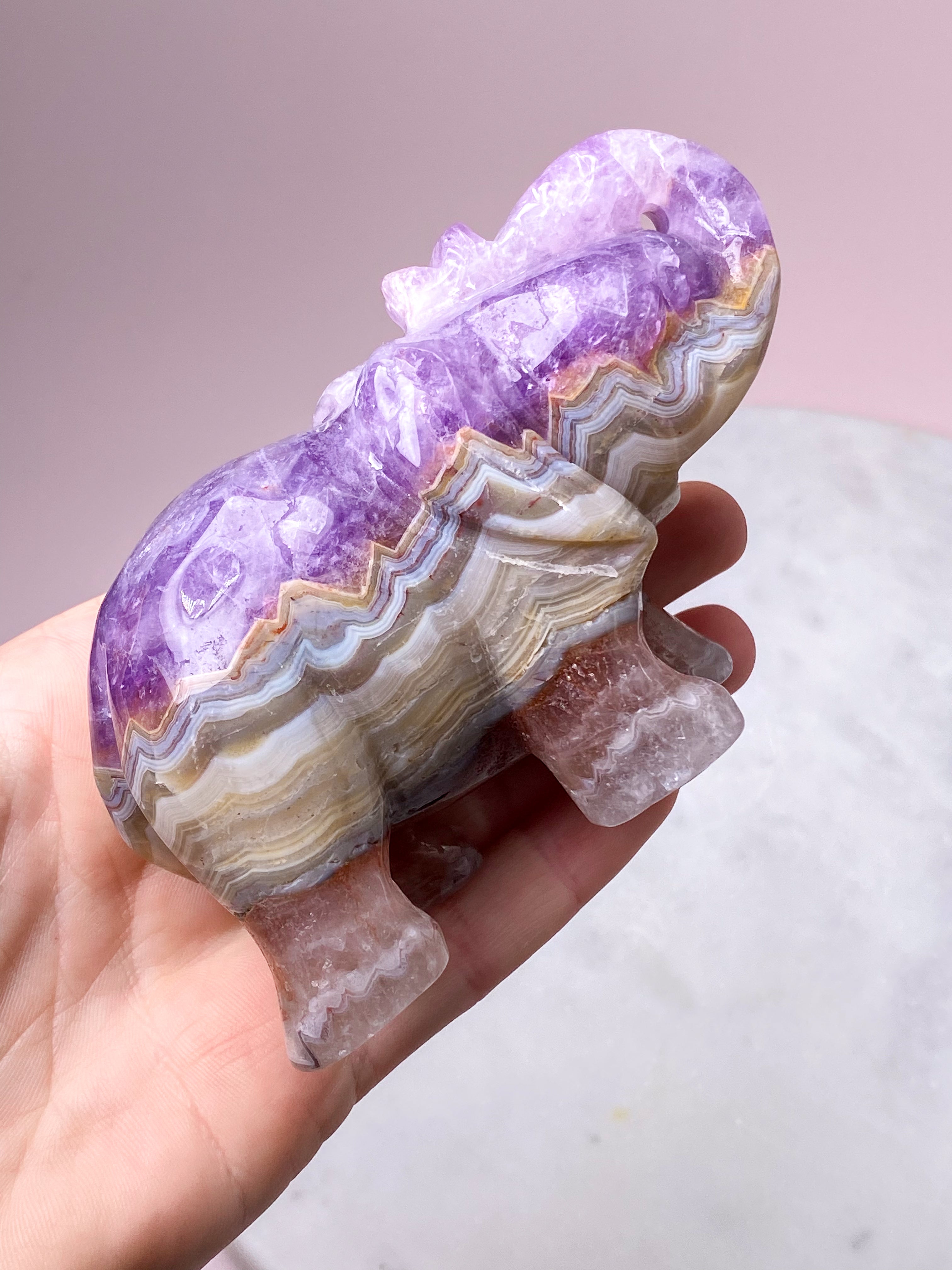 Mexiko Agat & Ametist Elefant (Nr 1)