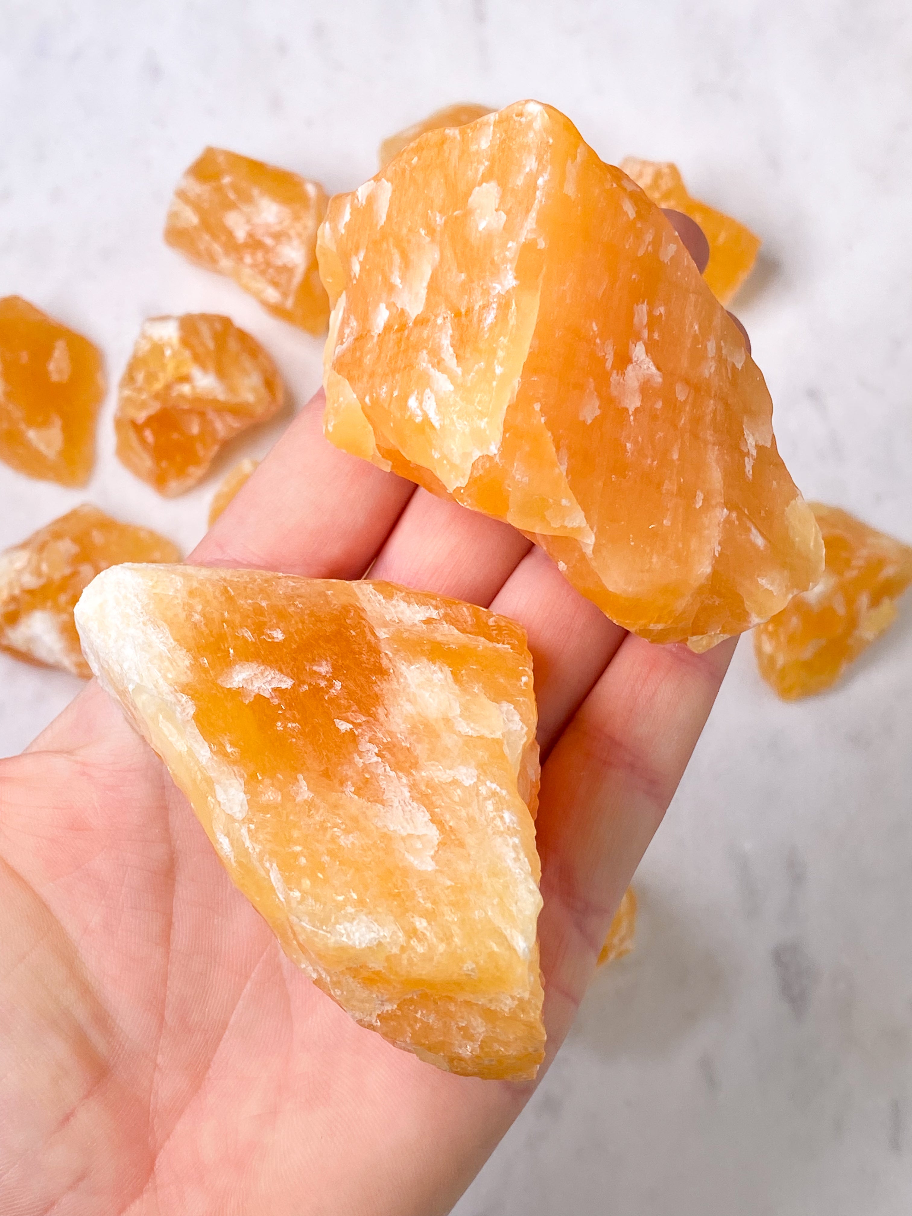 Orange Calcit Rå
