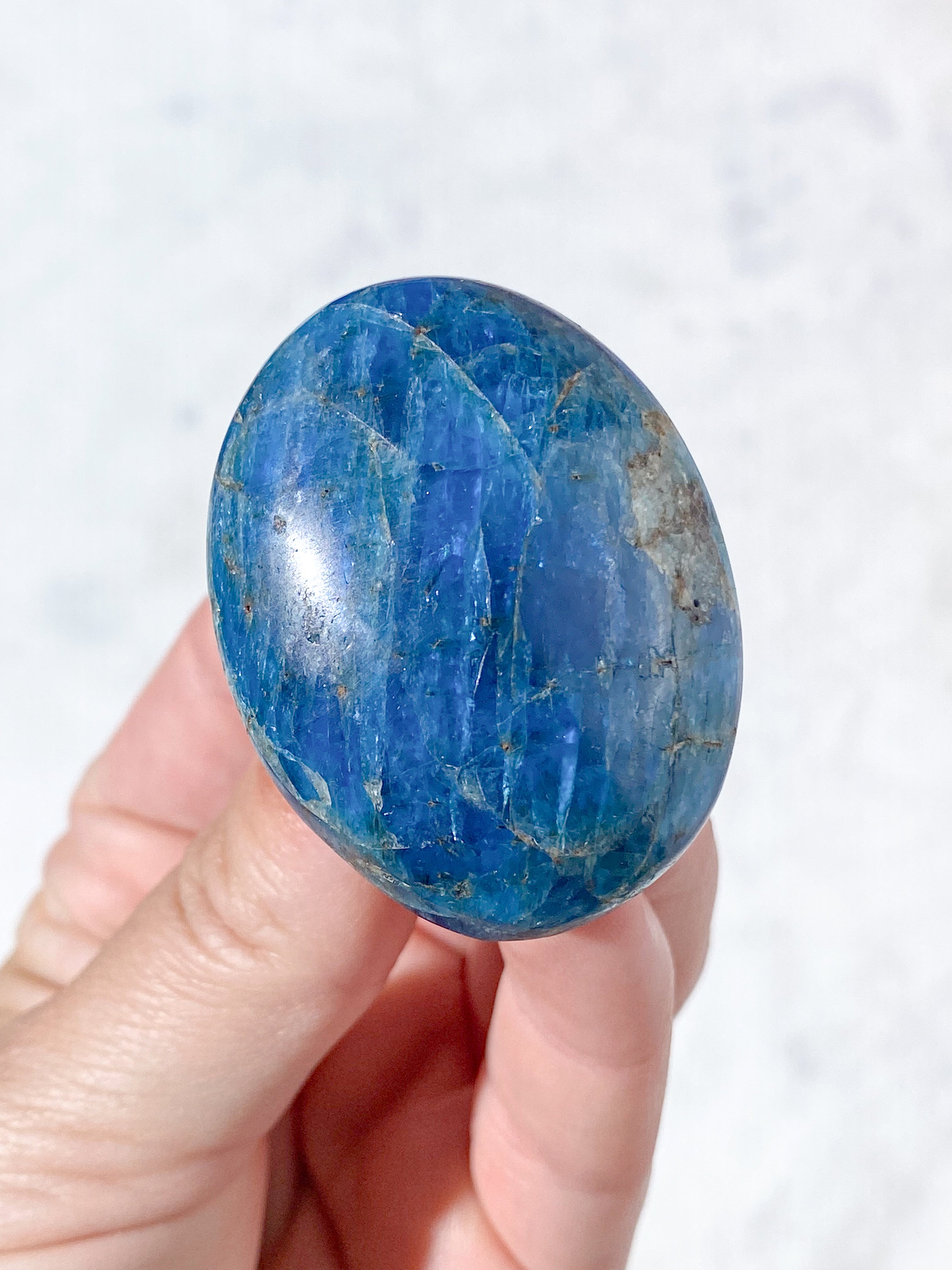 Blå Apatit Palmstone (Nr. 7)