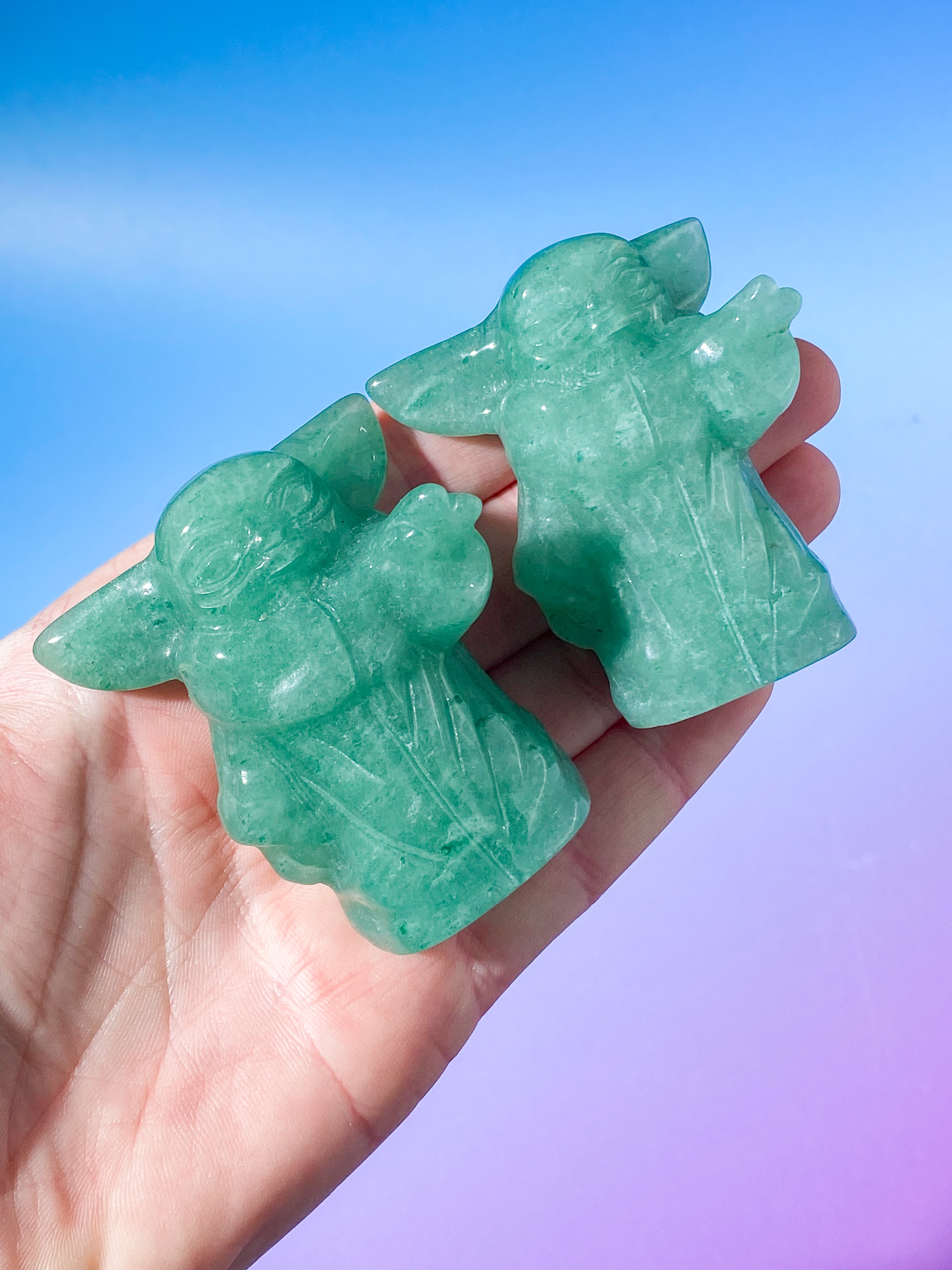 Grön Aventurin Yoda Stor