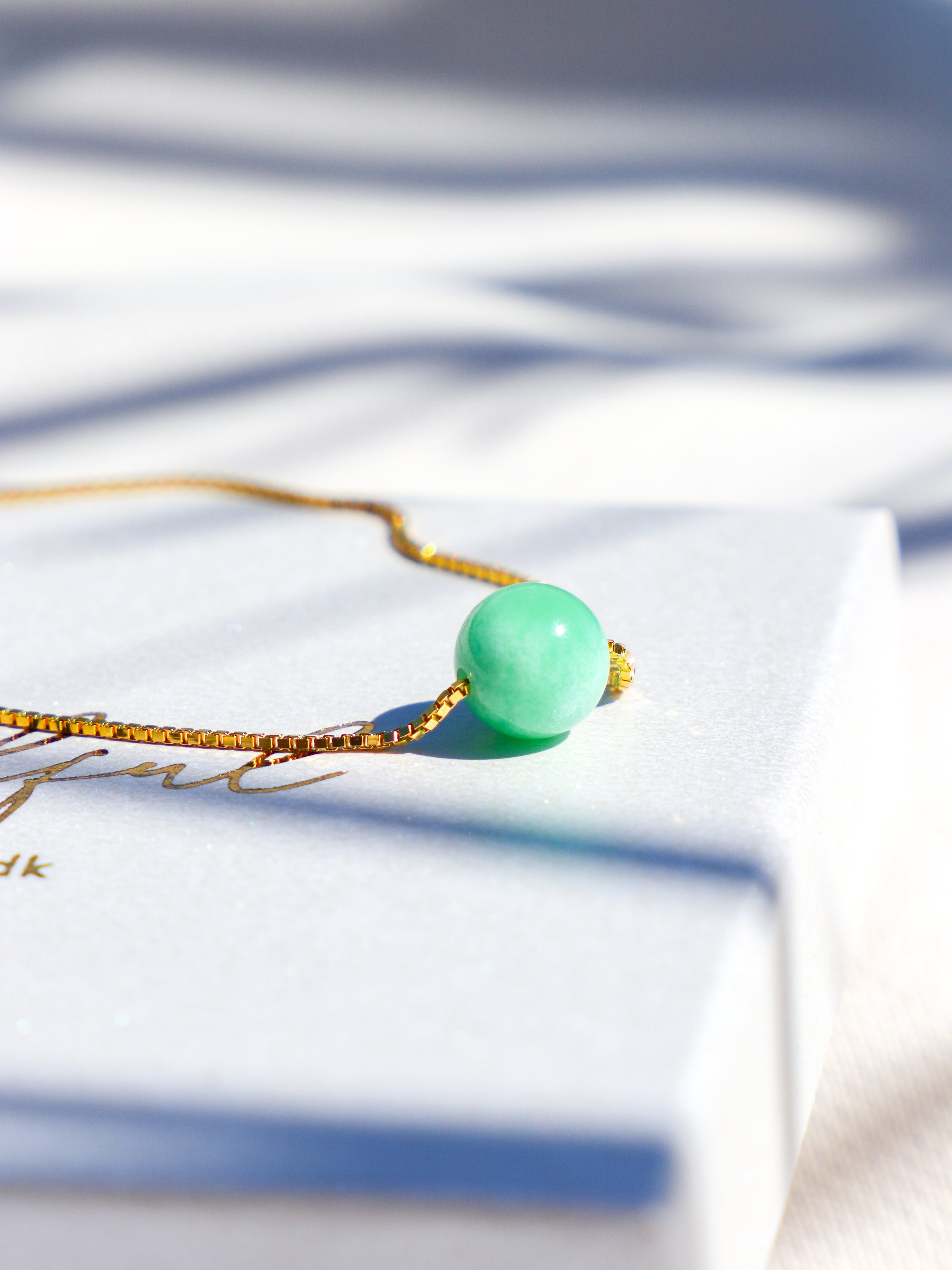 Akvamarin - Petite Heart - Guld