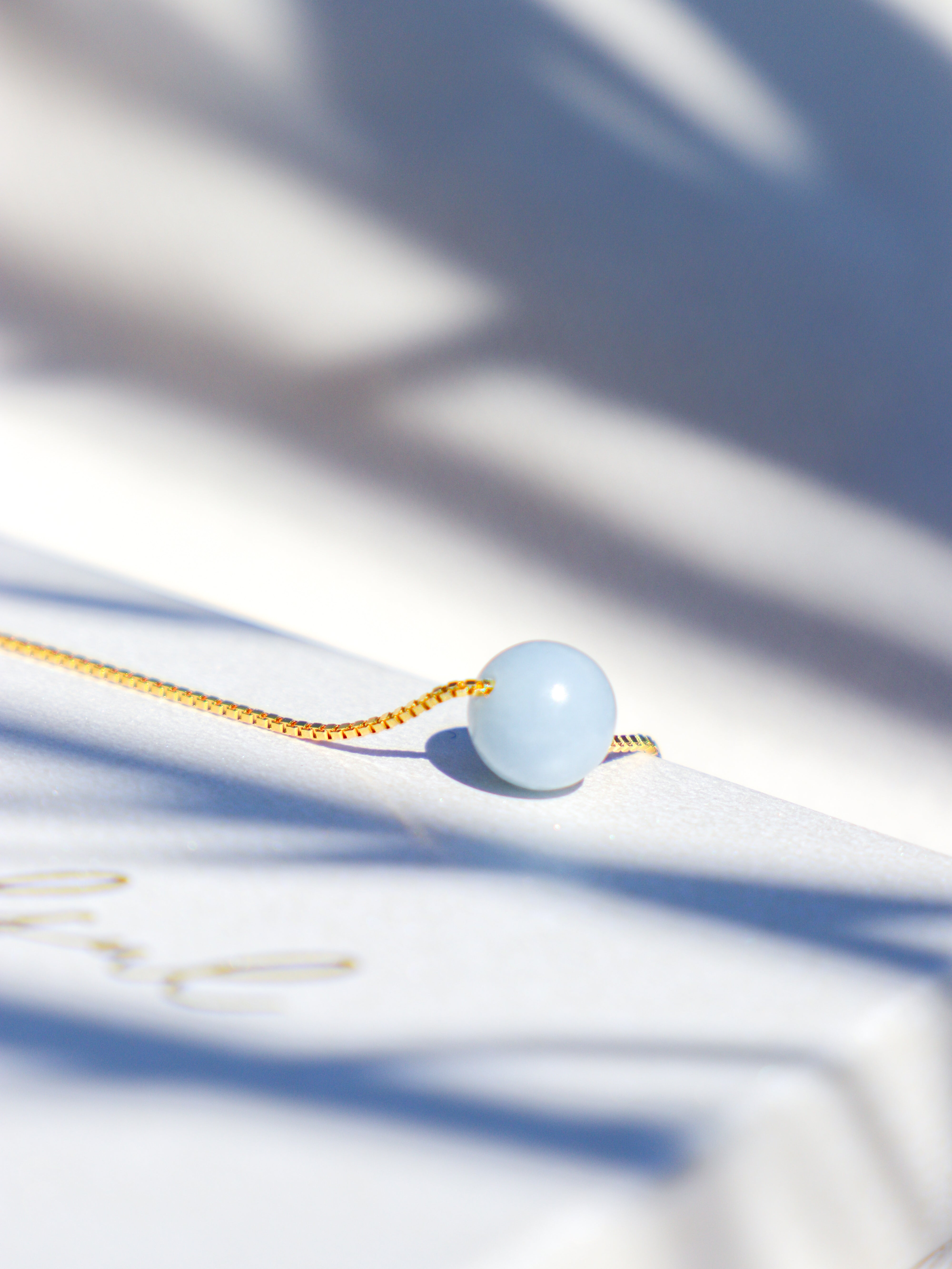 Akvamarin - Petite Heart - Guld