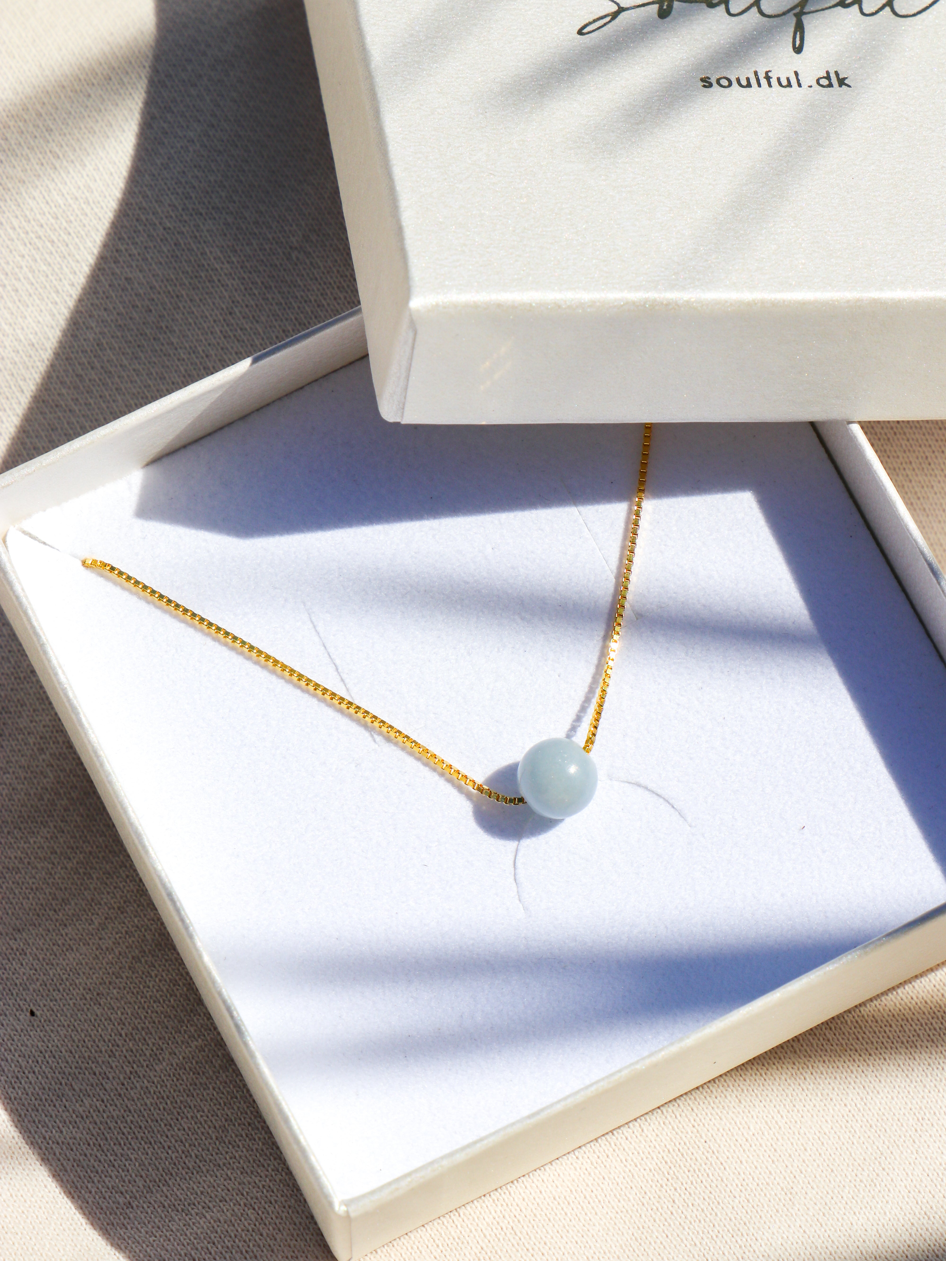 Akvamarin - Petite Heart - Guld