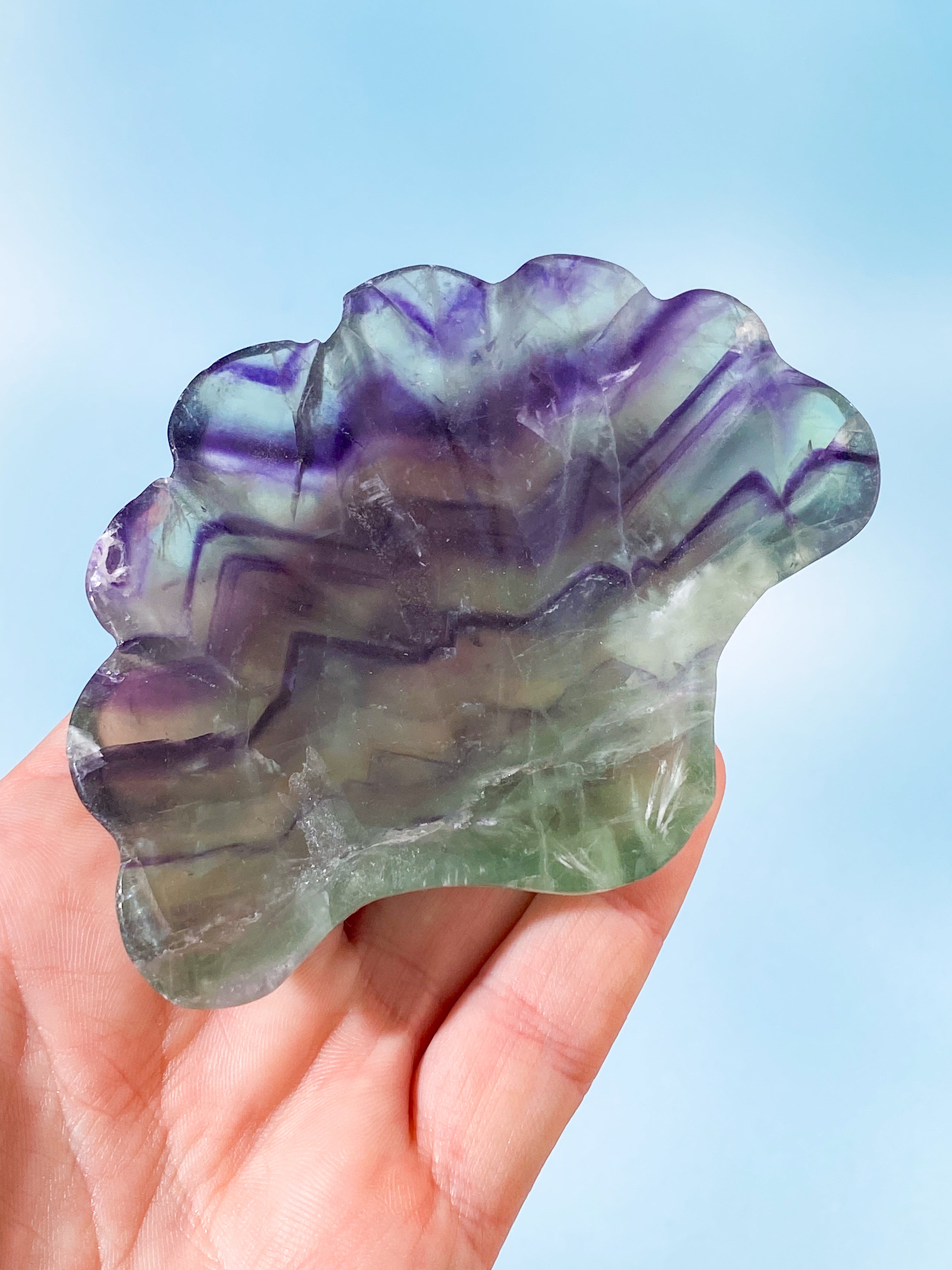 Regnbågsfluorit musselskål (nr 6)