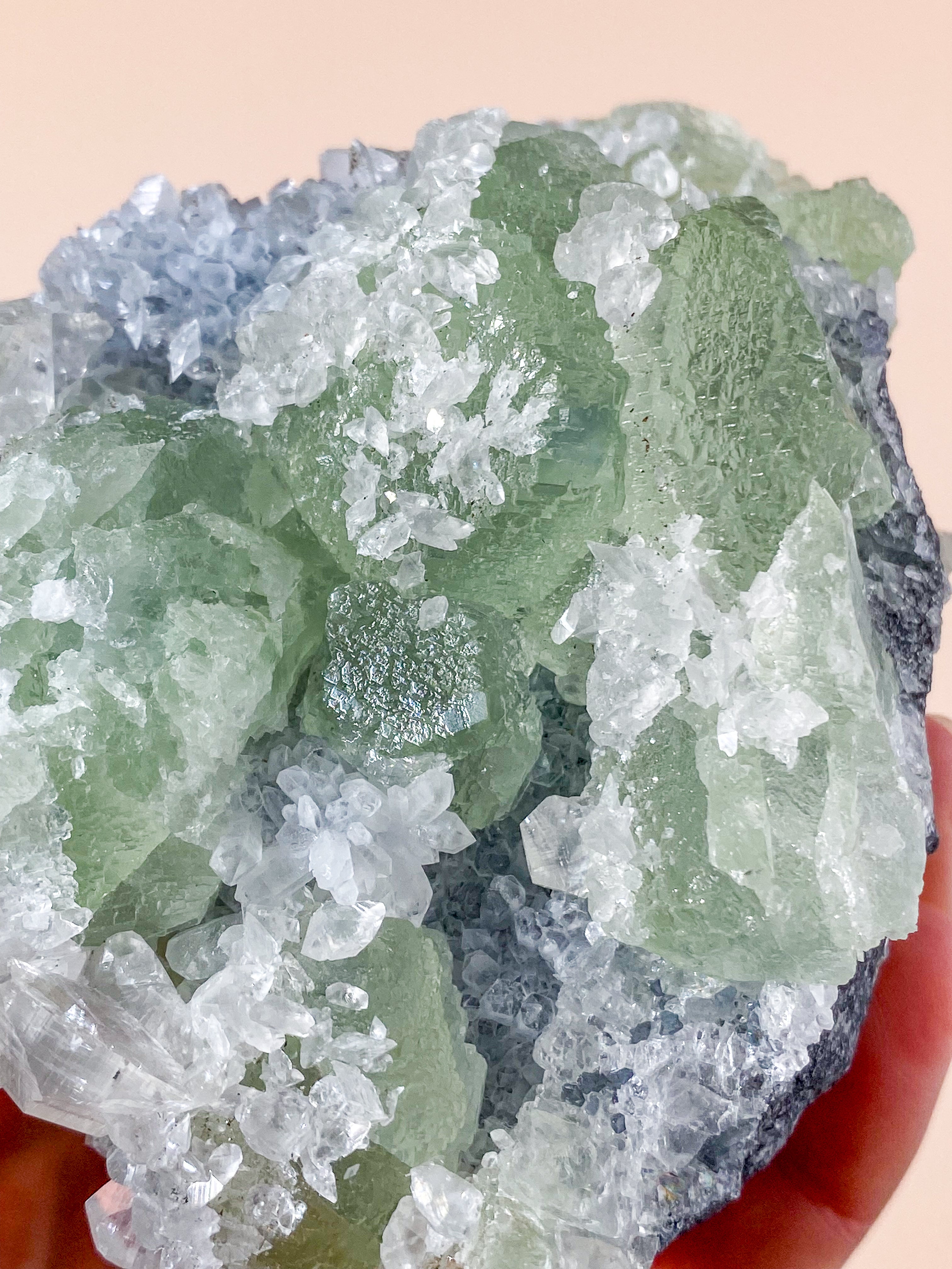 Calcit og Fluorit Klynge (Nr. 26)