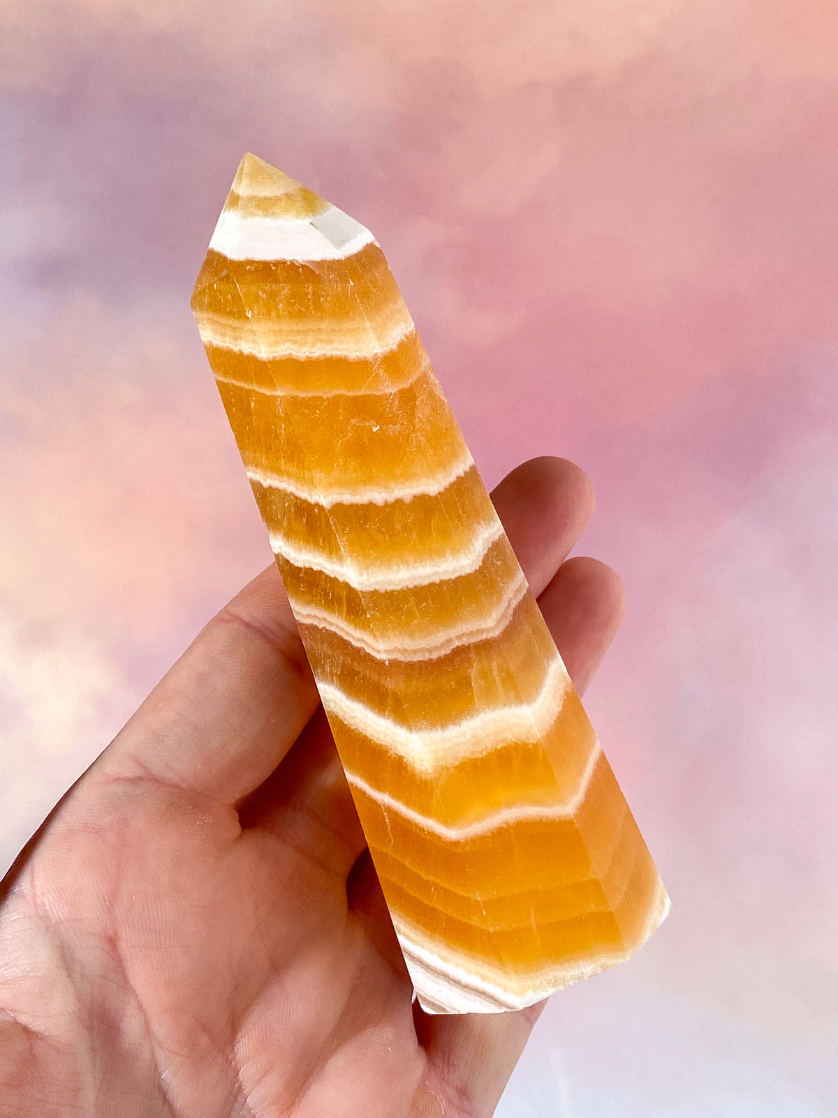 Orange kalcit-torn med band (nr 2)