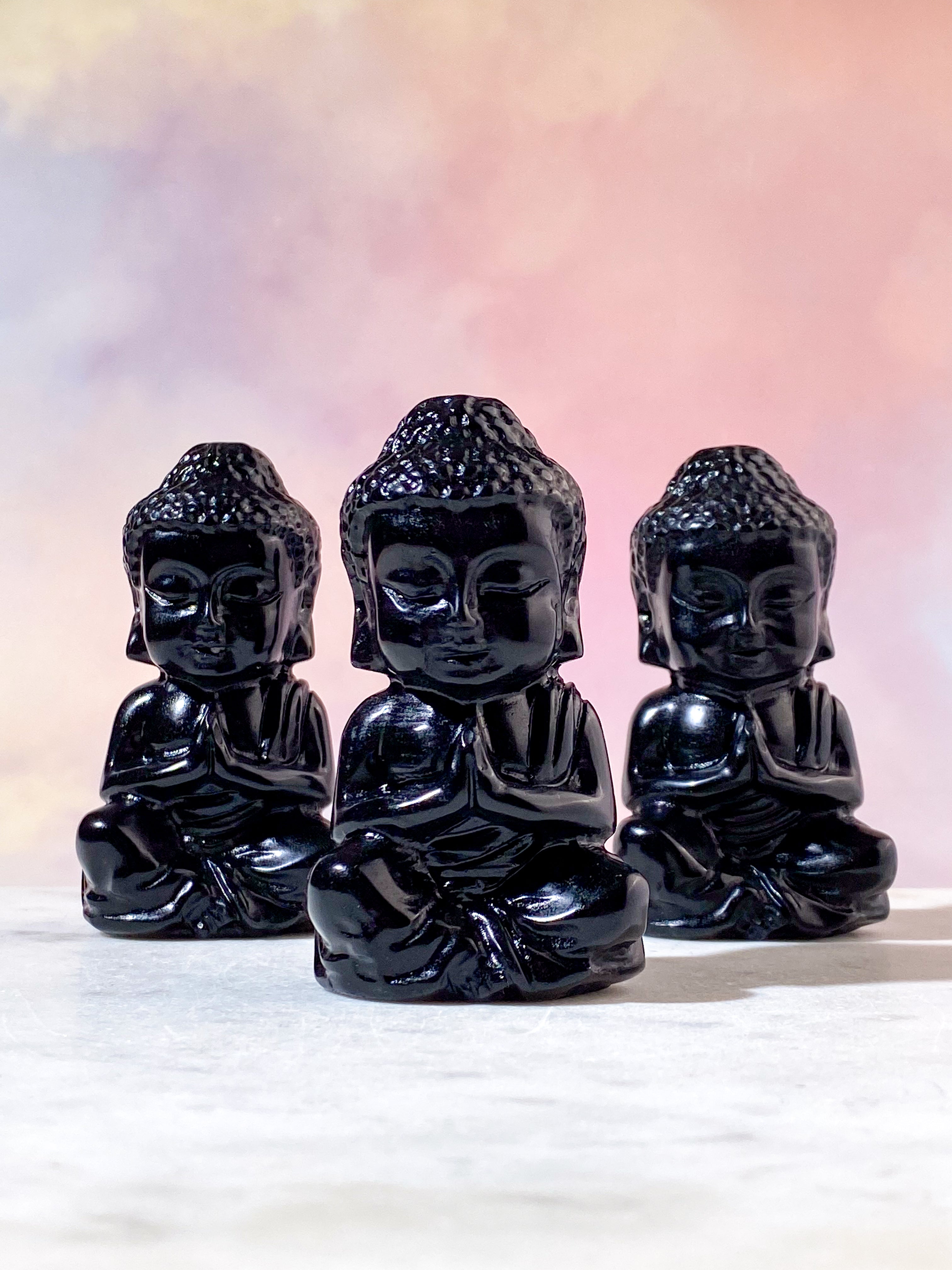 Svart Obsidian Buddha