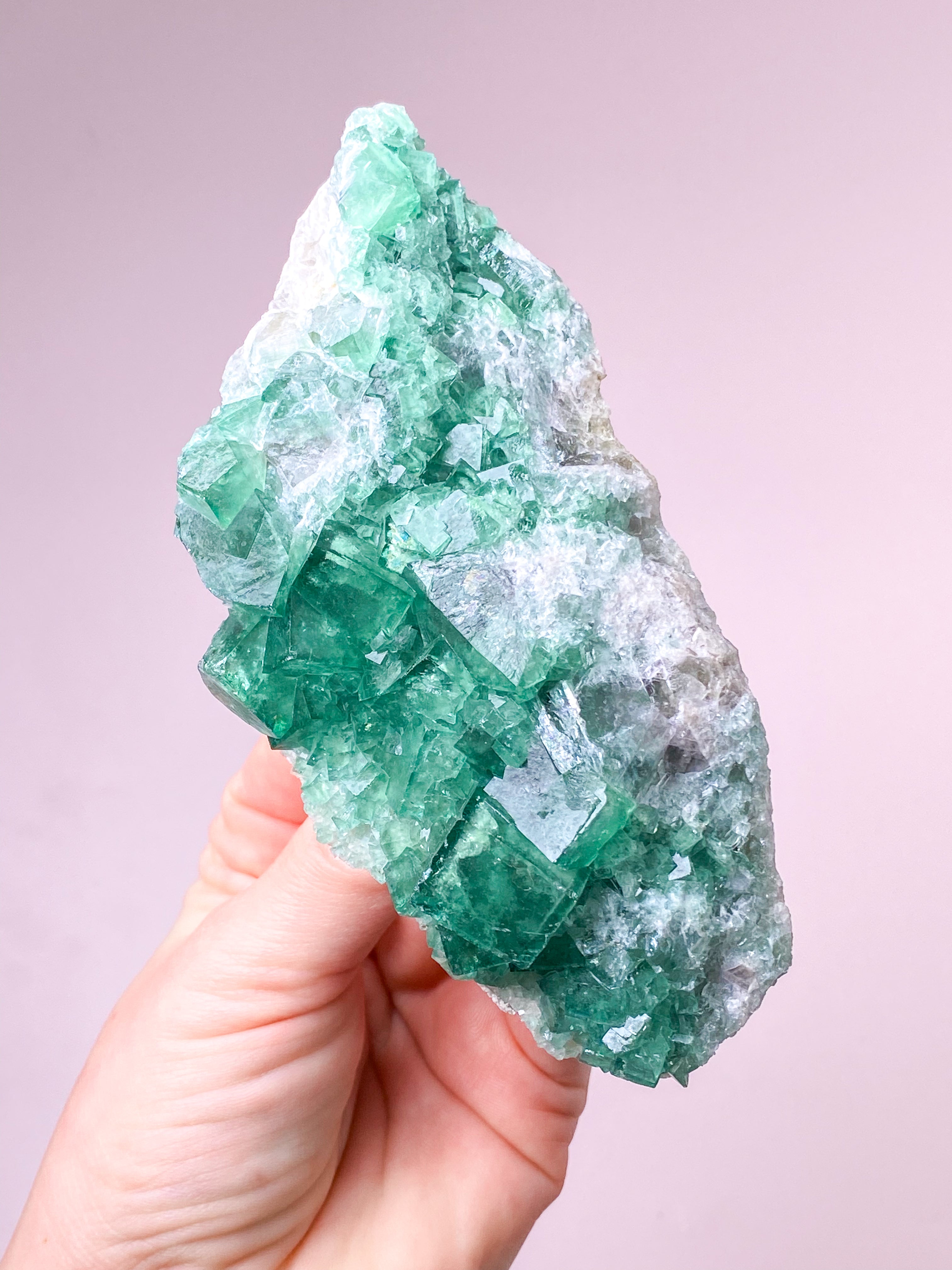 Grøn Kubisk Fluorit Klynge (Nr. 12) Eksklusiv Kvalitet