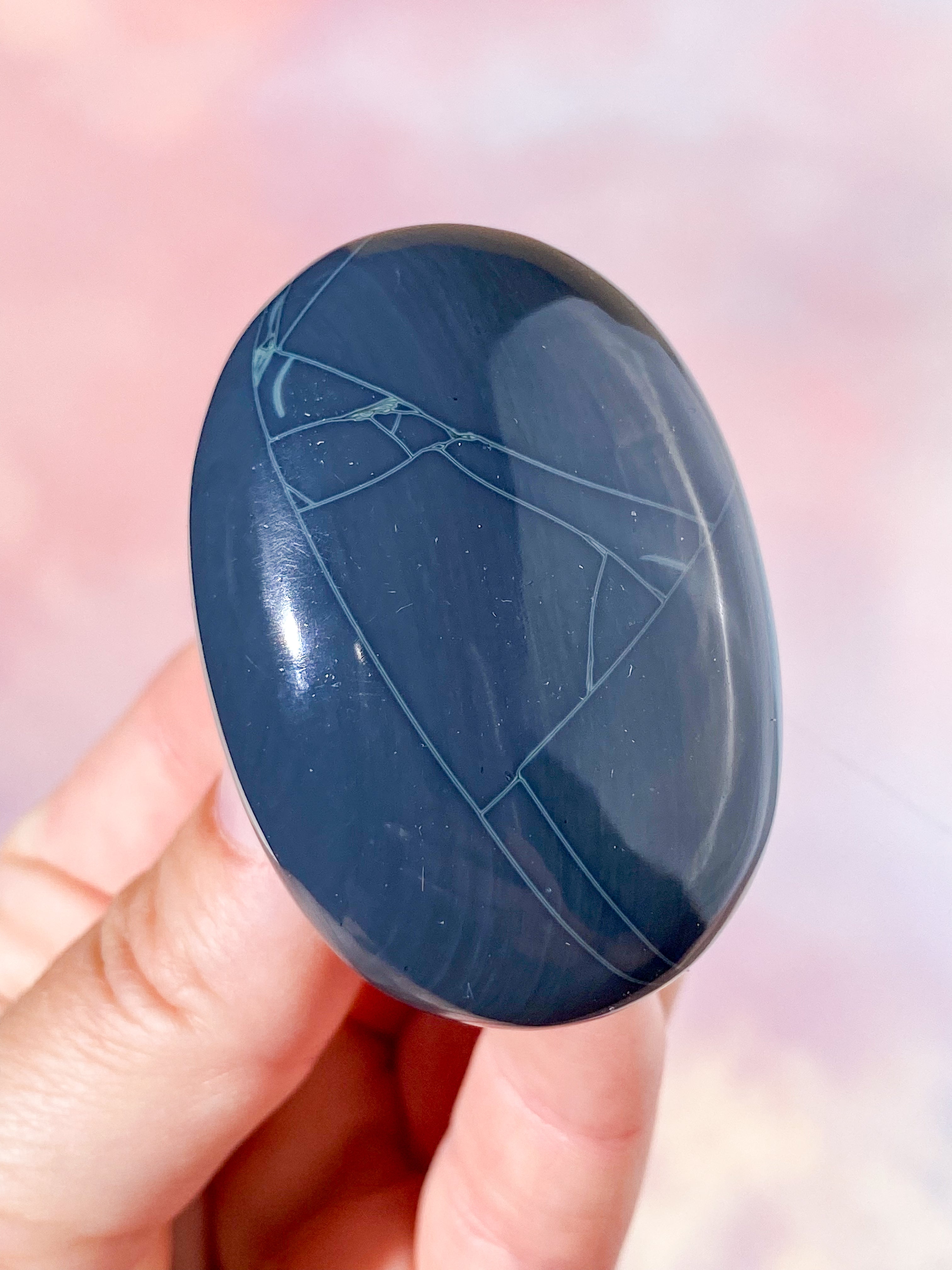 Spiderweb Obsidian Palmstone (Nr. 4)