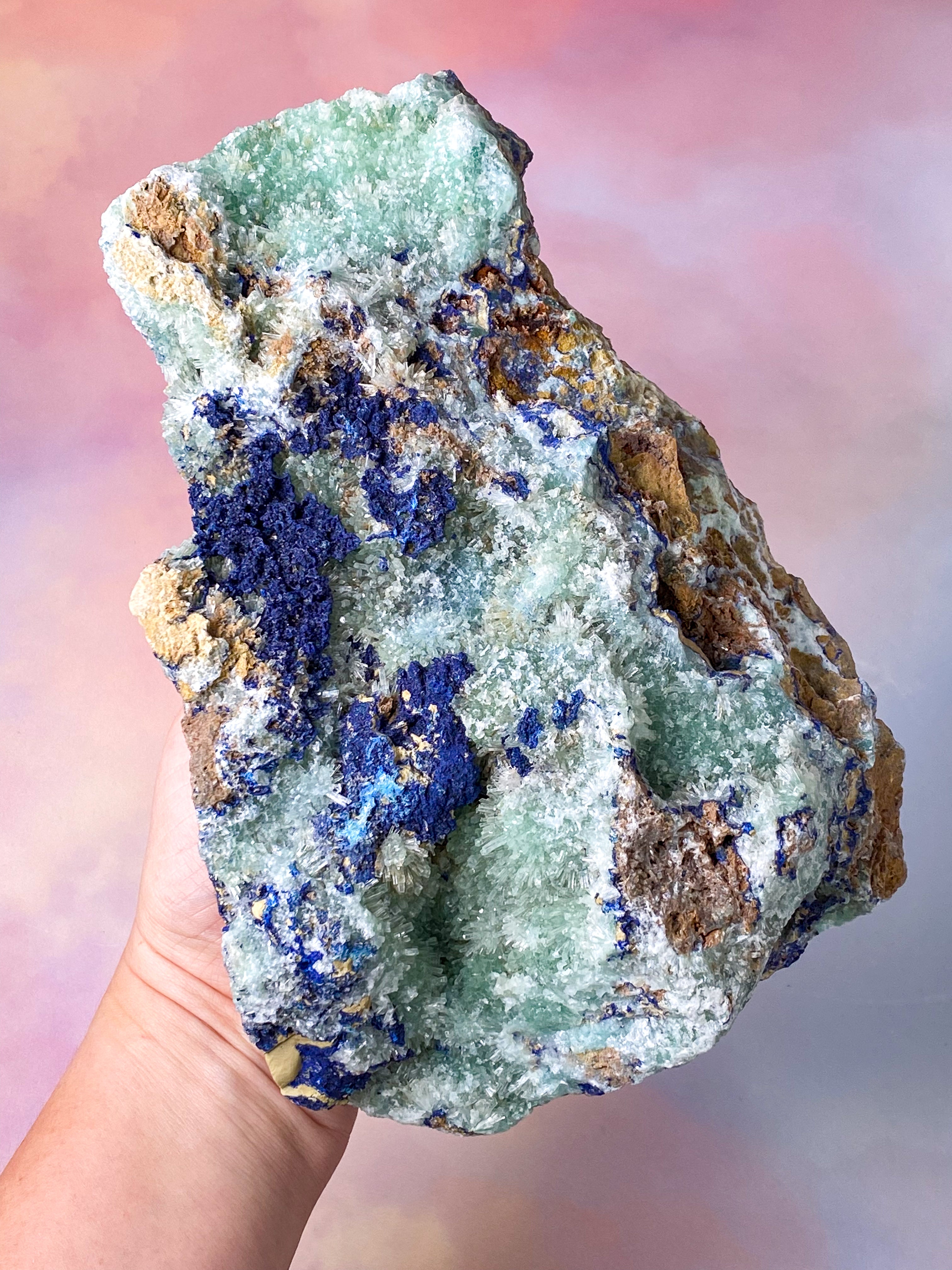 Jätte Smithsonit med Azuritkluster (nr 1)