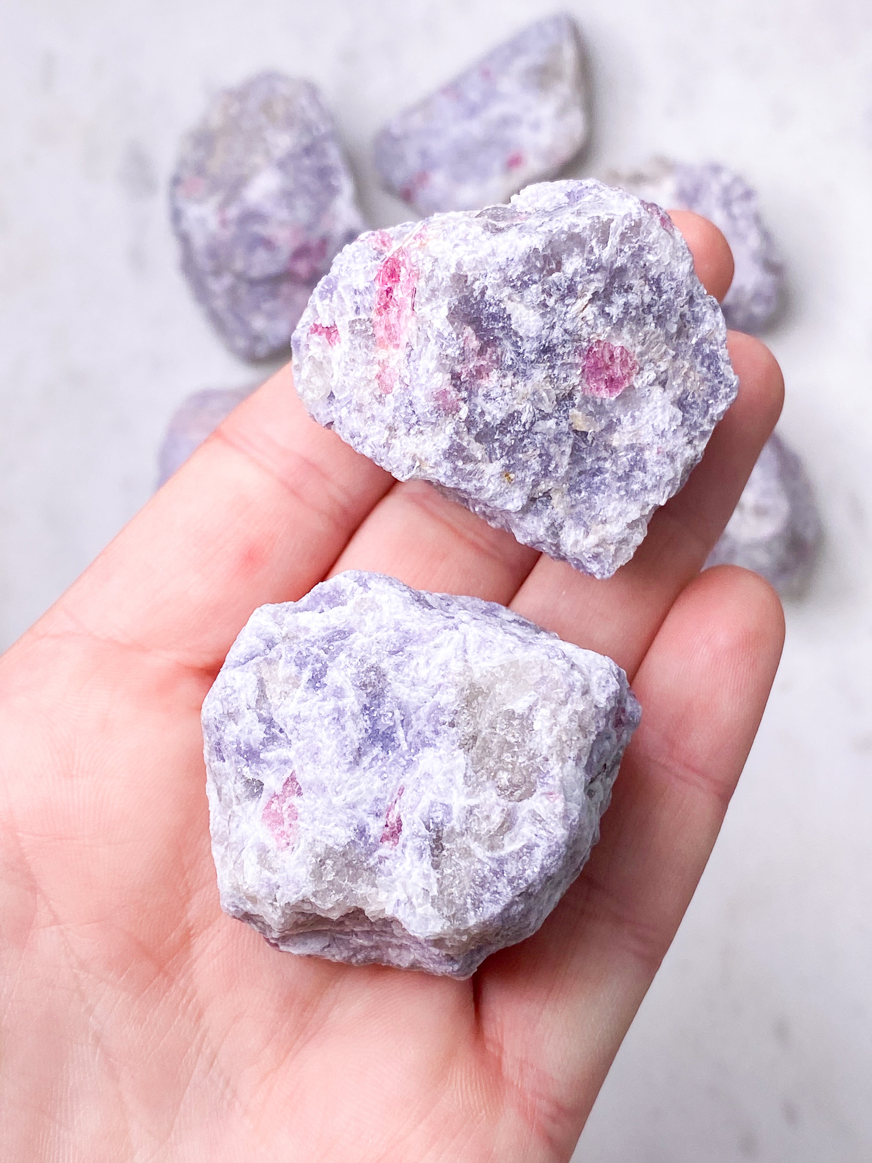 Rosa Turmalin & Lepidolit Palmstone
