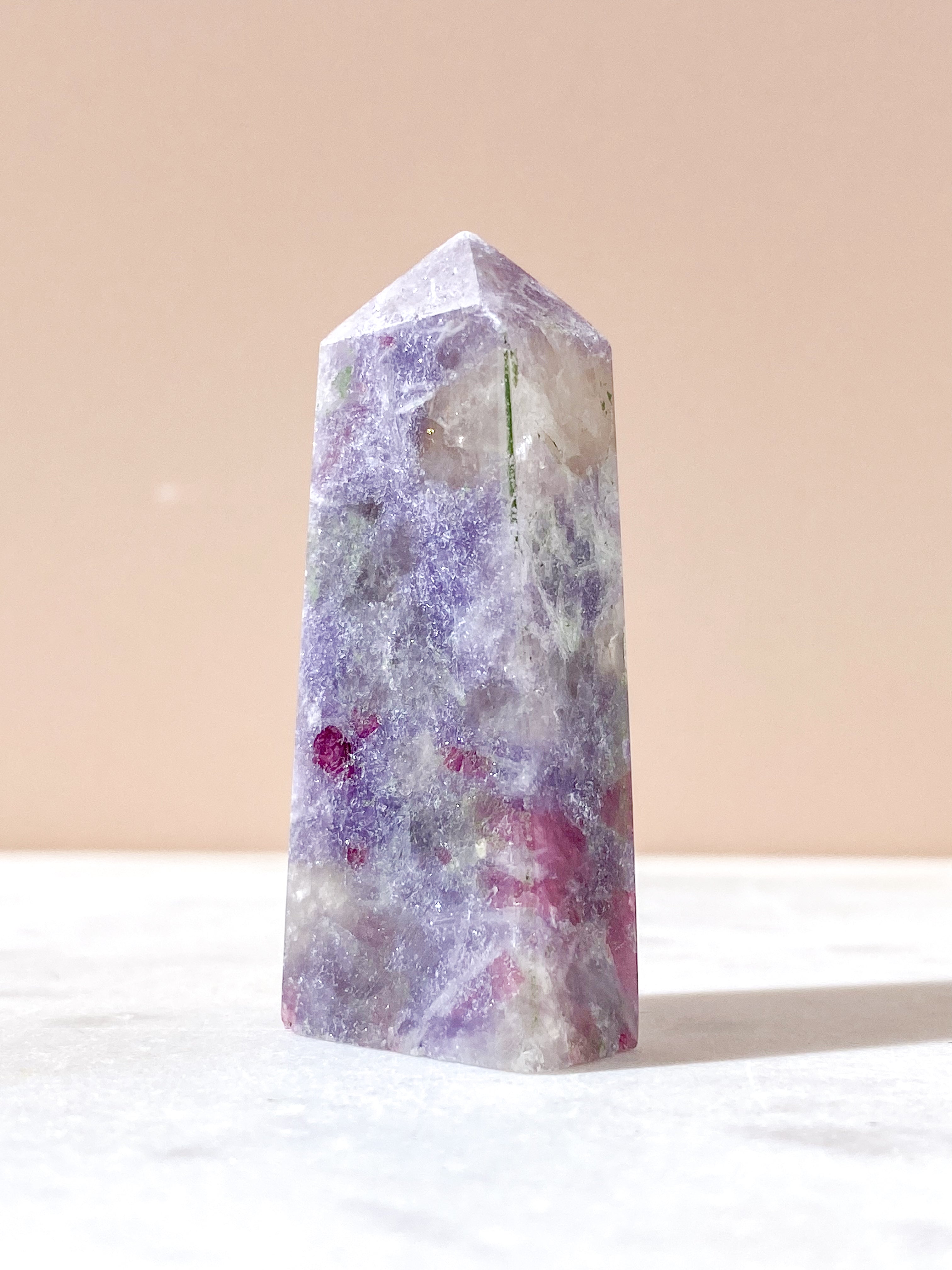 Pink Turmalin & Lepidolit Tårn (Nr. 6) Unicorn Stone
