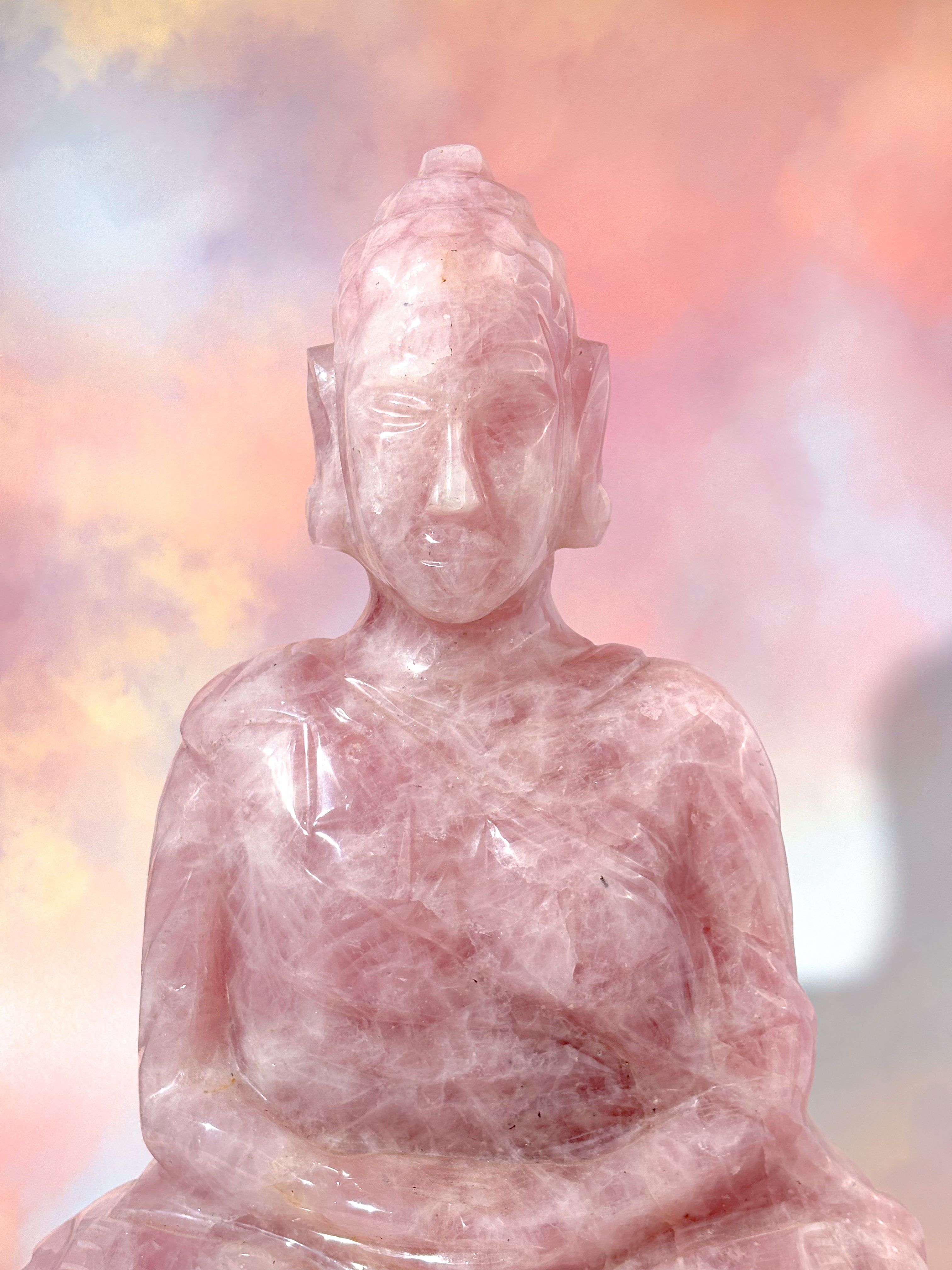 Stor Rosenkvarts Buddha (Nr. 1)
