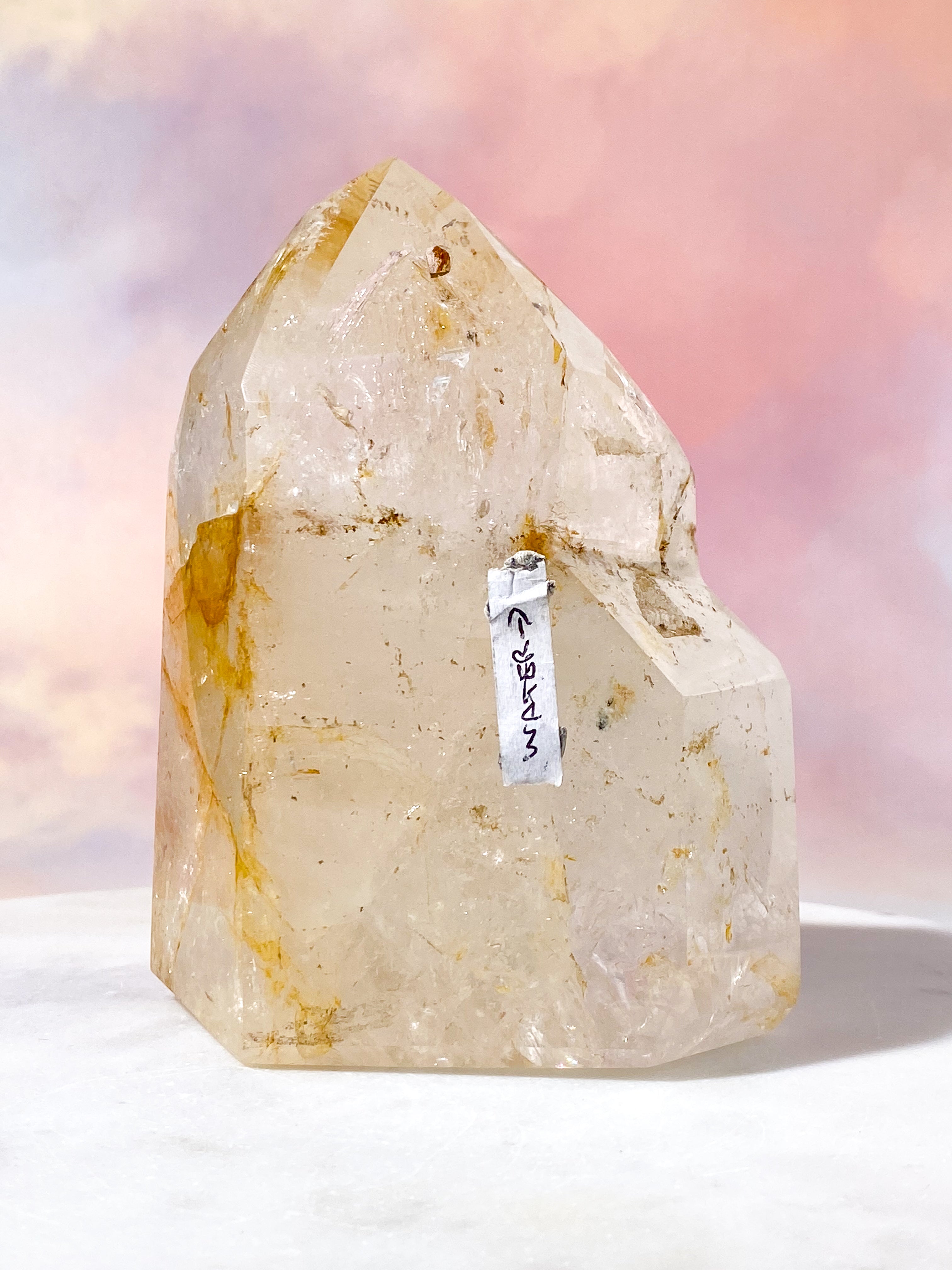 Stort Enhydro Golden Bergkristalltorn (Nr. 4) Exklusiv Kvalitet