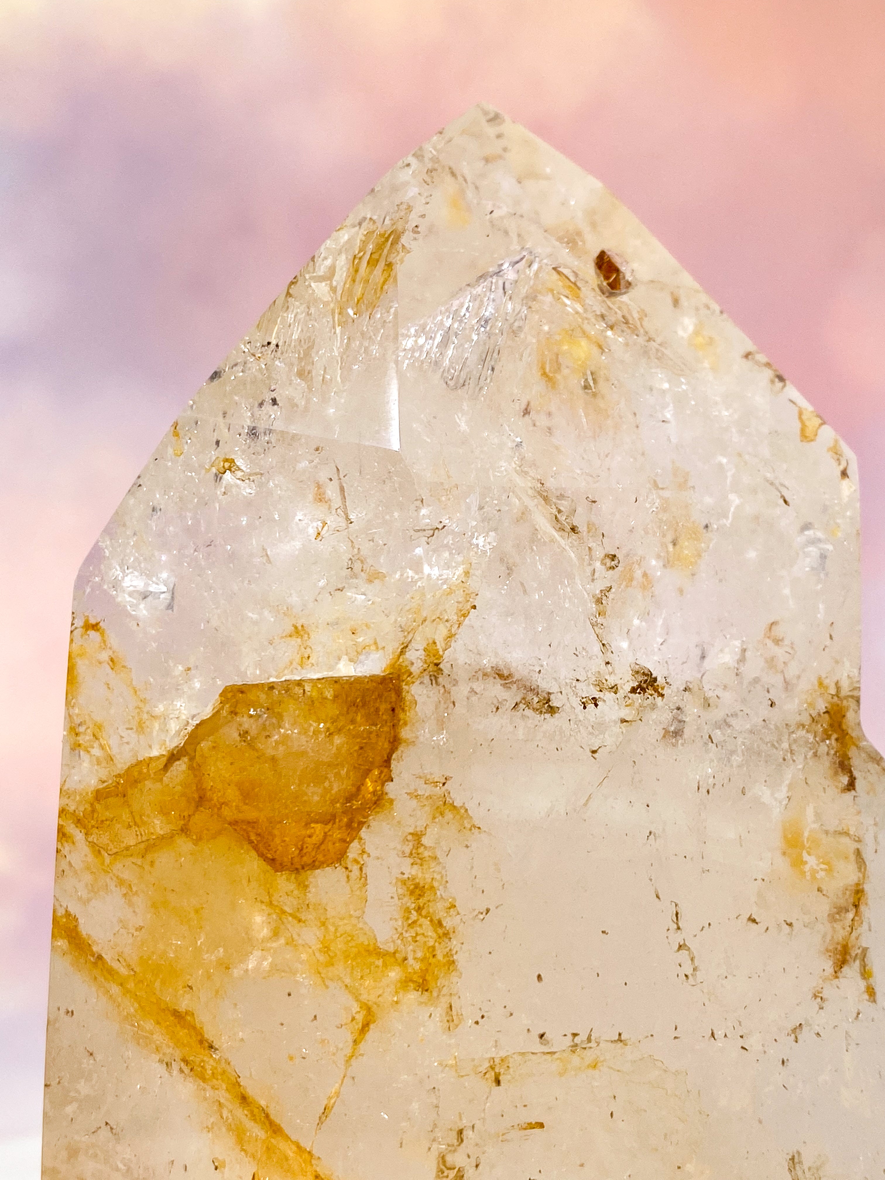 Stort Enhydro Golden Bergkristalltorn (Nr. 4) Exklusiv Kvalitet