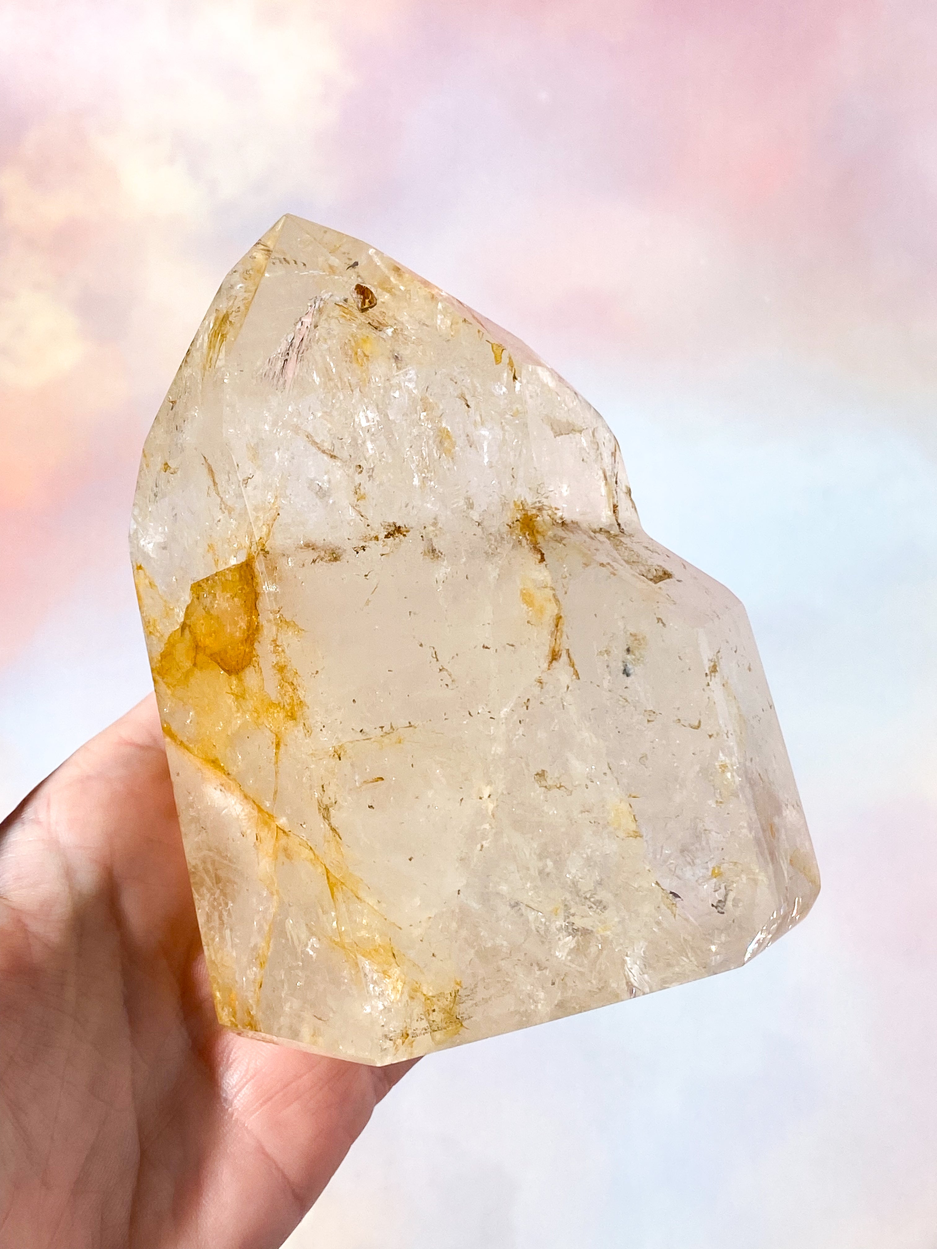 Stort Enhydro Golden Bergkristalltorn (Nr. 4) Exklusiv Kvalitet