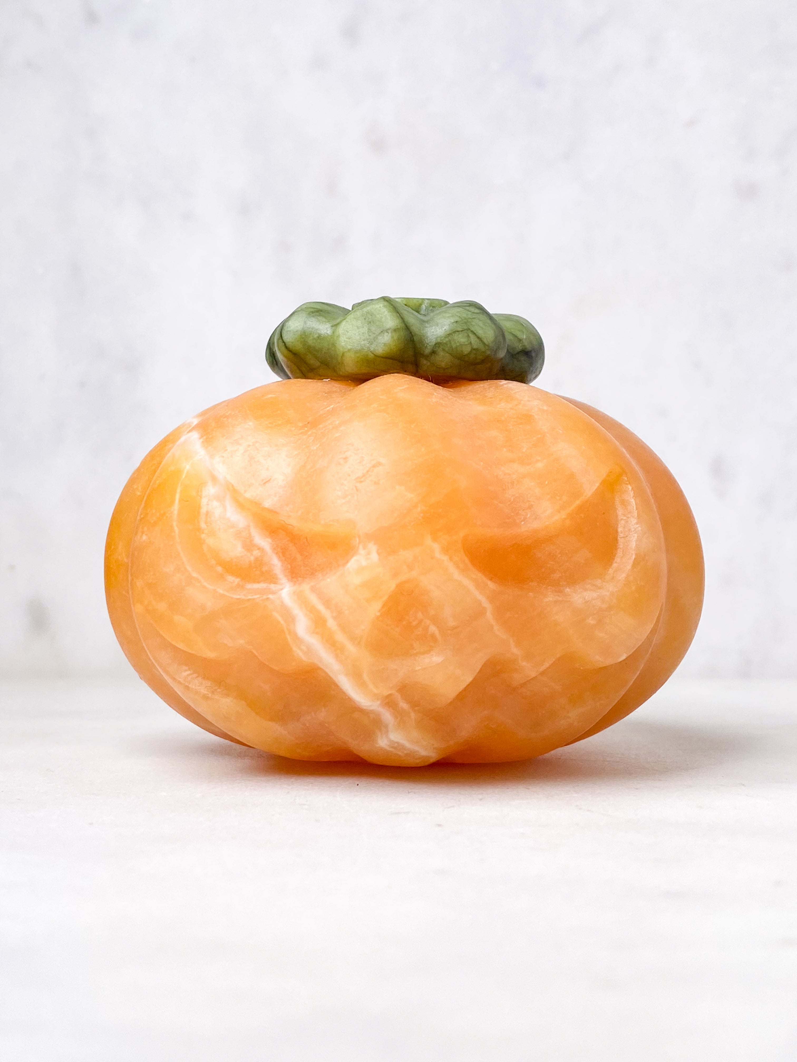 Orange Calcit Græskar m. Jade (Nr. 1)