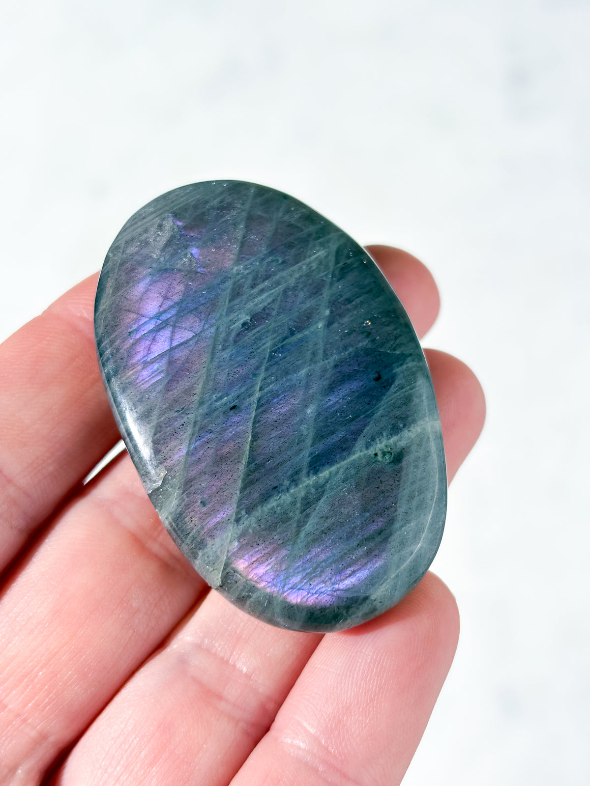 Lilla Labradorit Palmstone (Nr. 20)