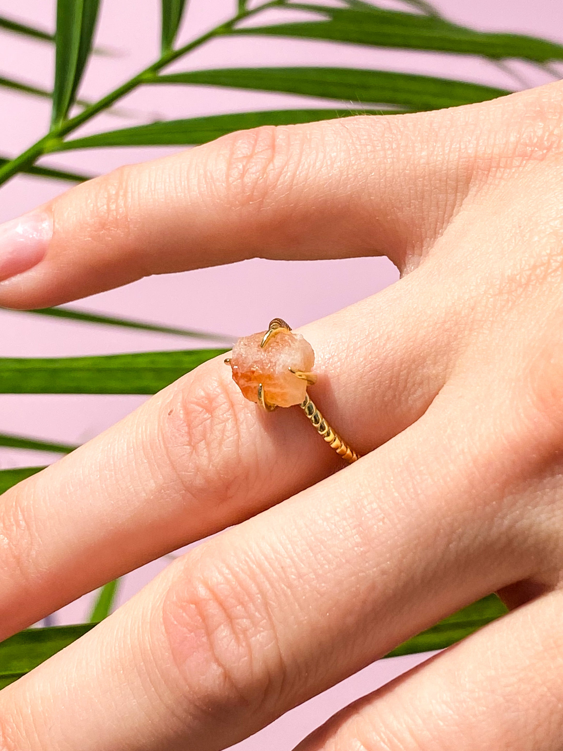 Rå kristallring - guld