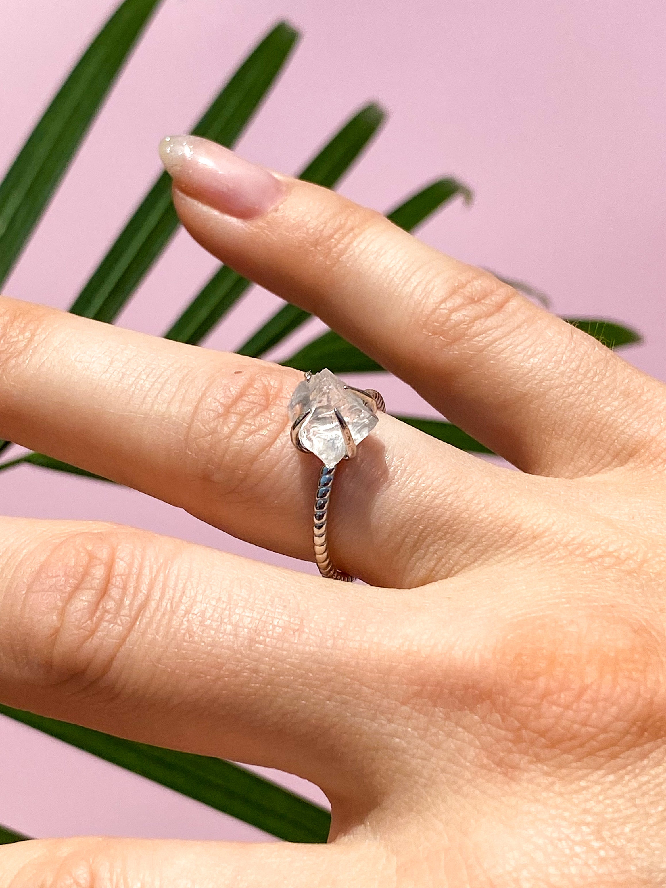 Rå kristallring - silver