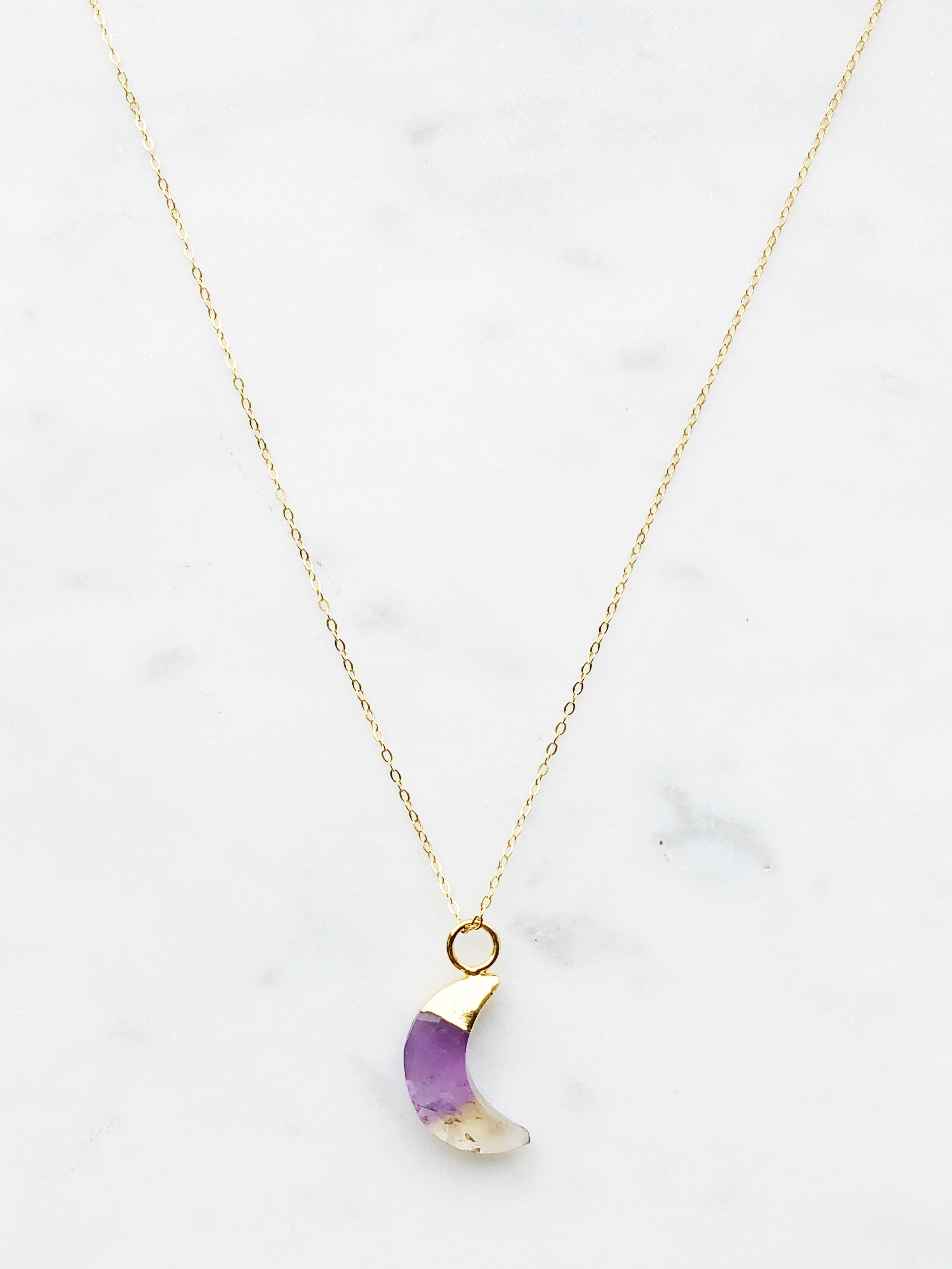 Ametrin Moon Facet Halsband (18k guldpläterad)