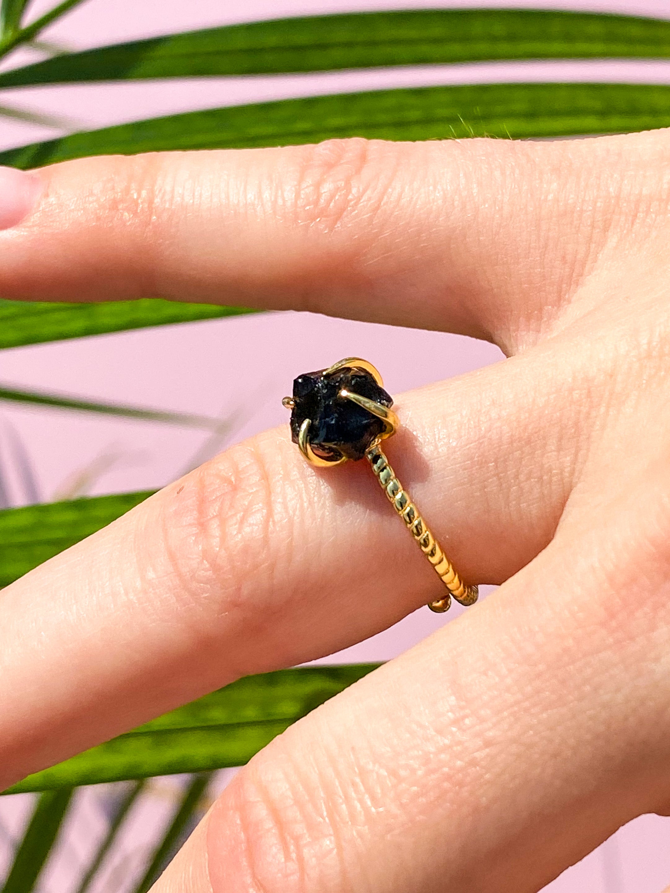 Rå kristallring - guld