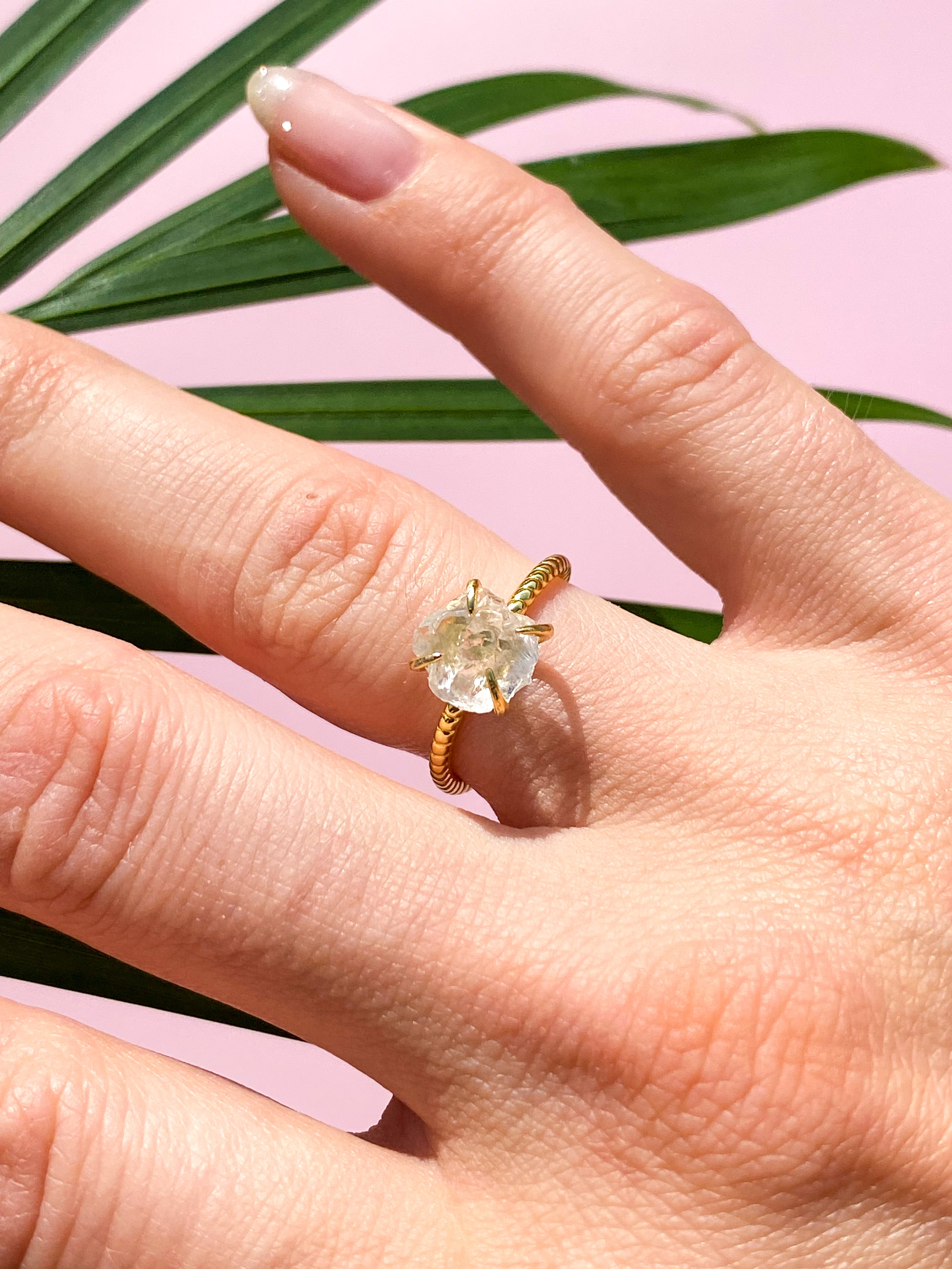 Rå kristallring - guld