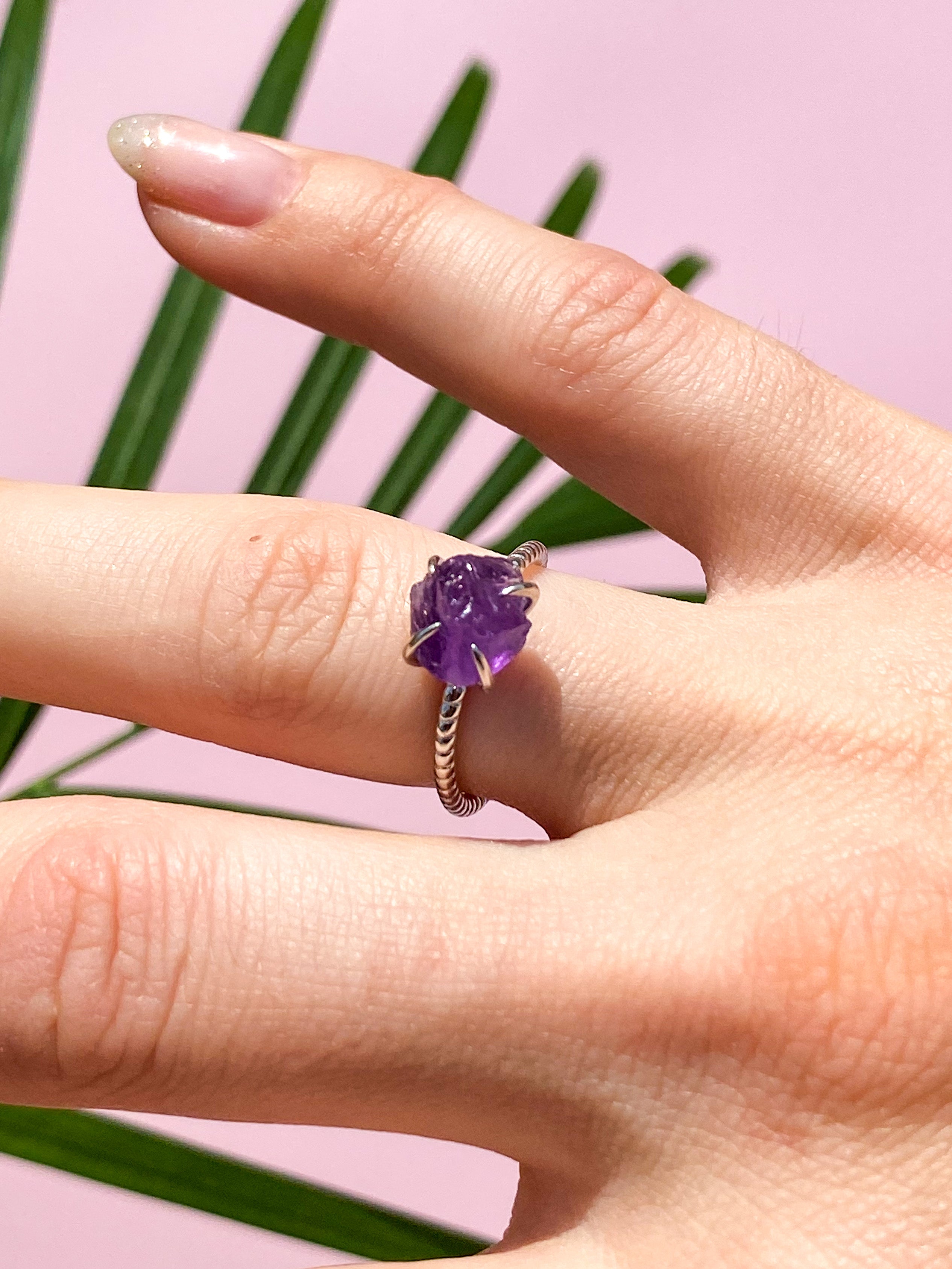 Rå kristallring - silver