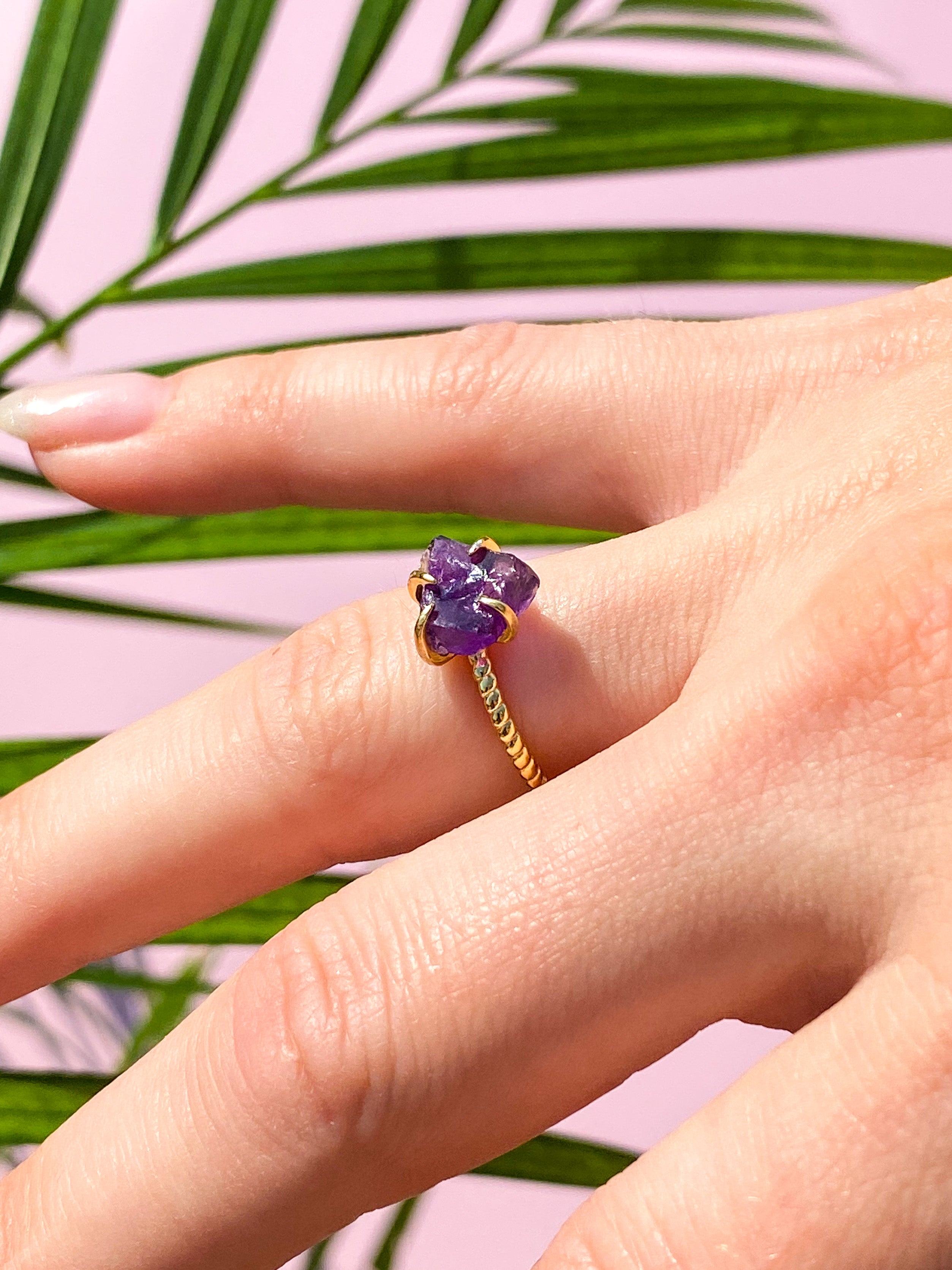 Rå kristallring - guld