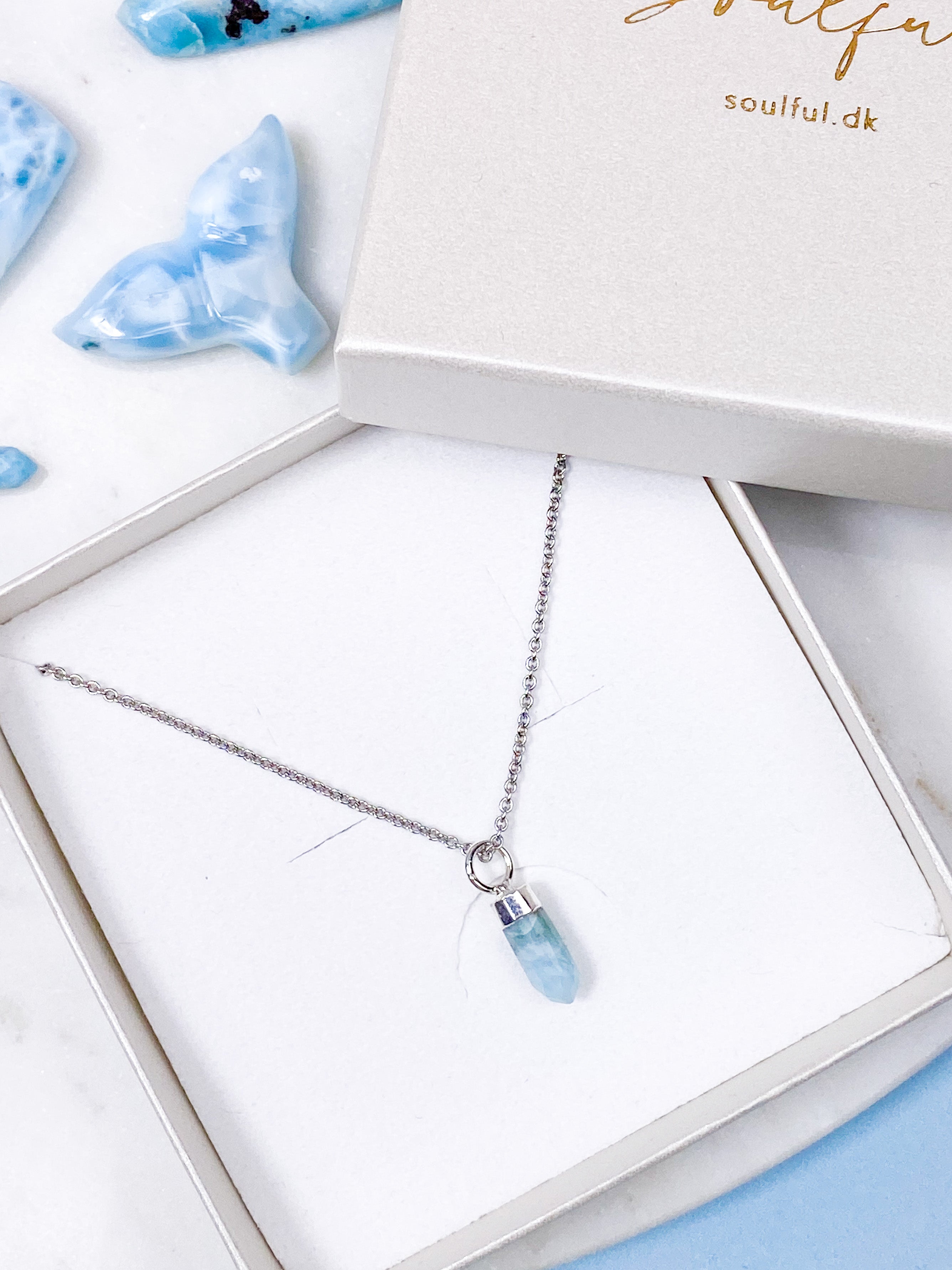 Larimar fasetterat spetsigt halsband