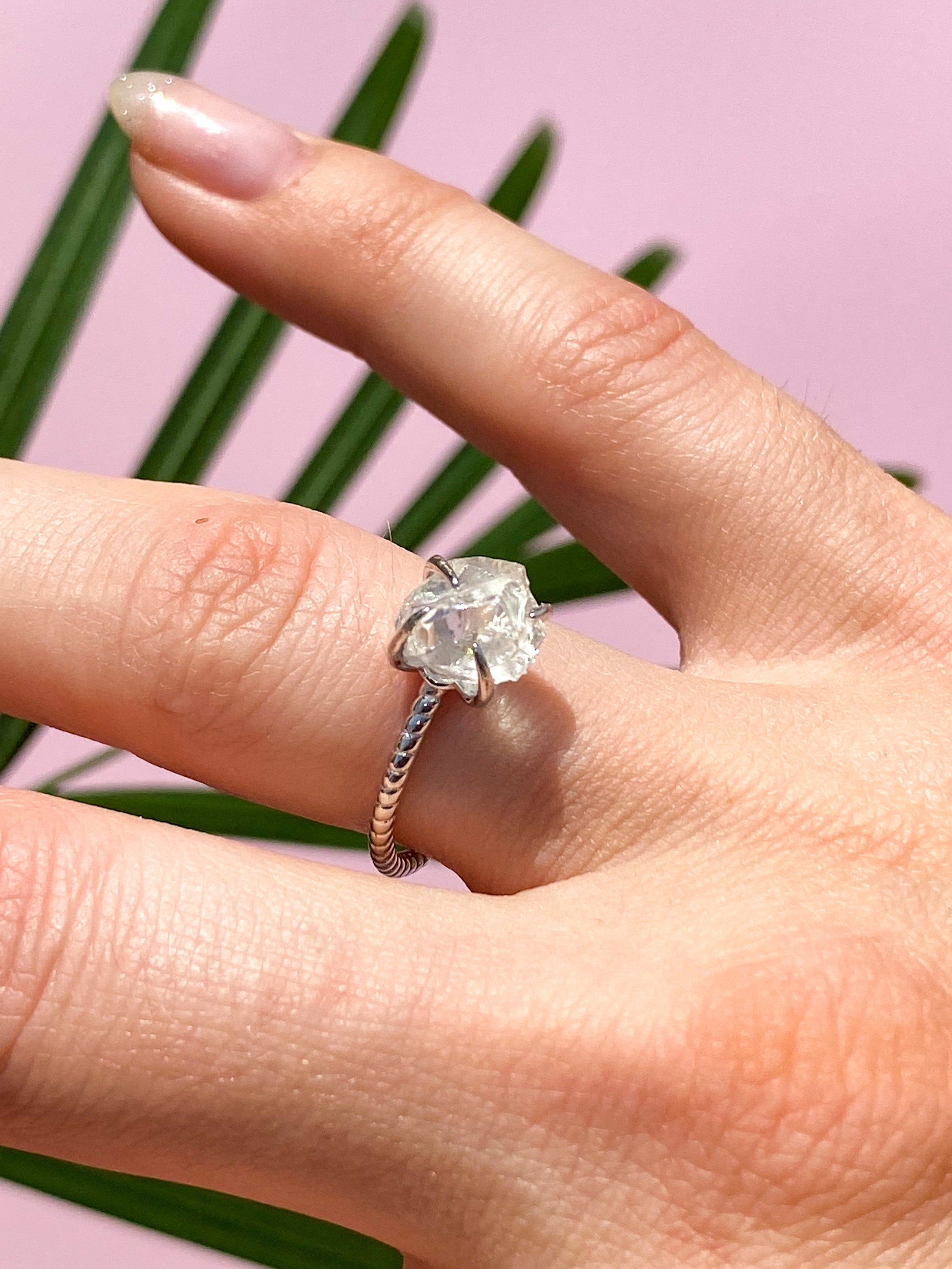 Rå kristallring - silver