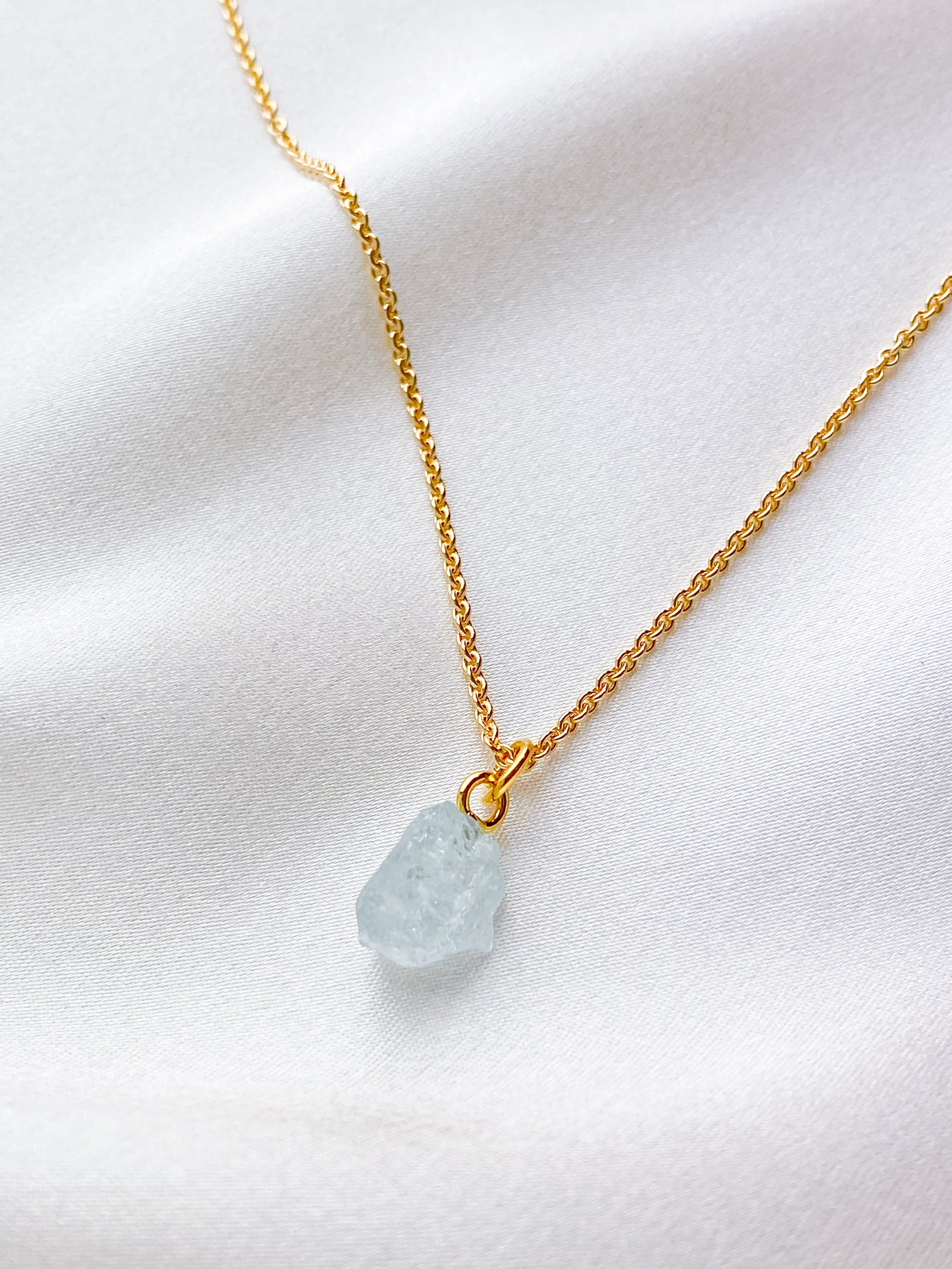 Akvamarin - Petite Heart - Guld