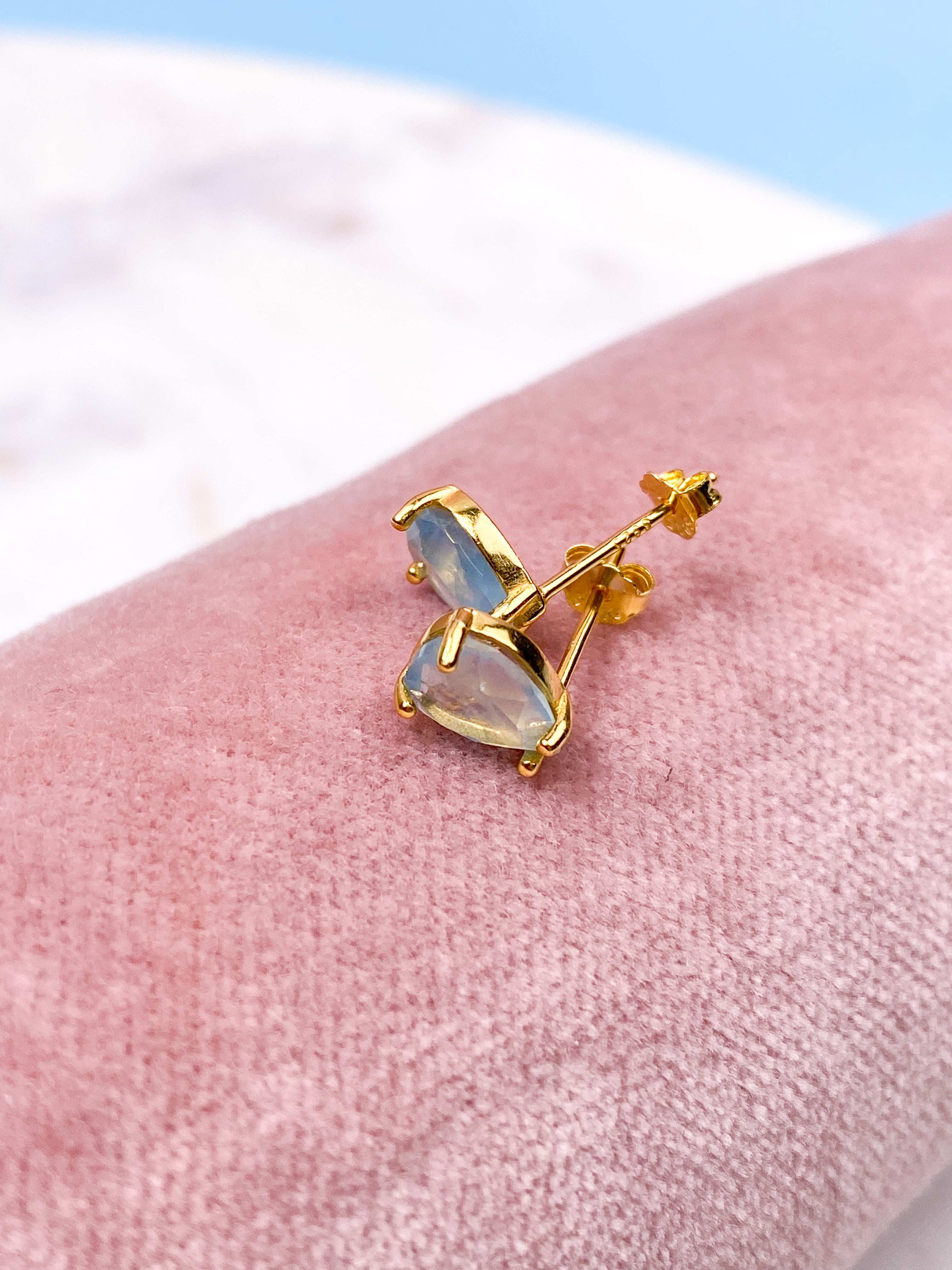 Akvamarin - Petite Heart - Guld