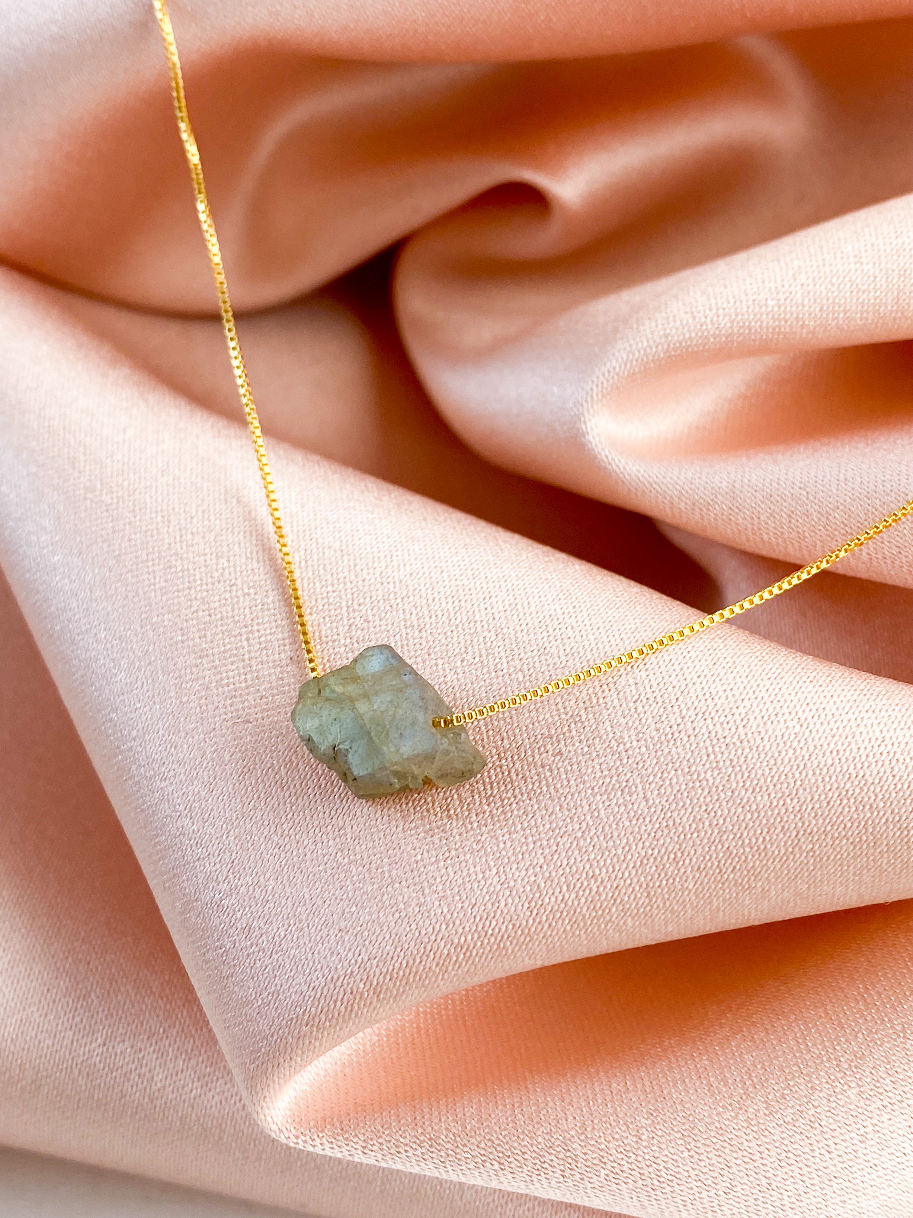Akvamarin - Petite Heart - Guld