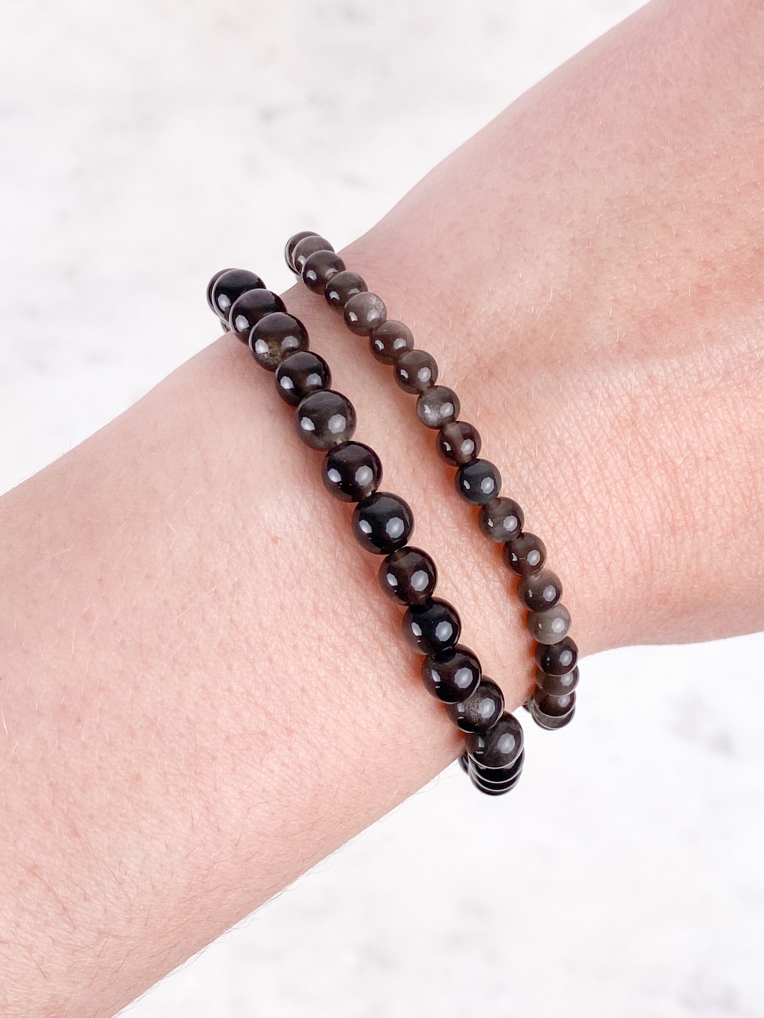 Silver Obsidian Armband