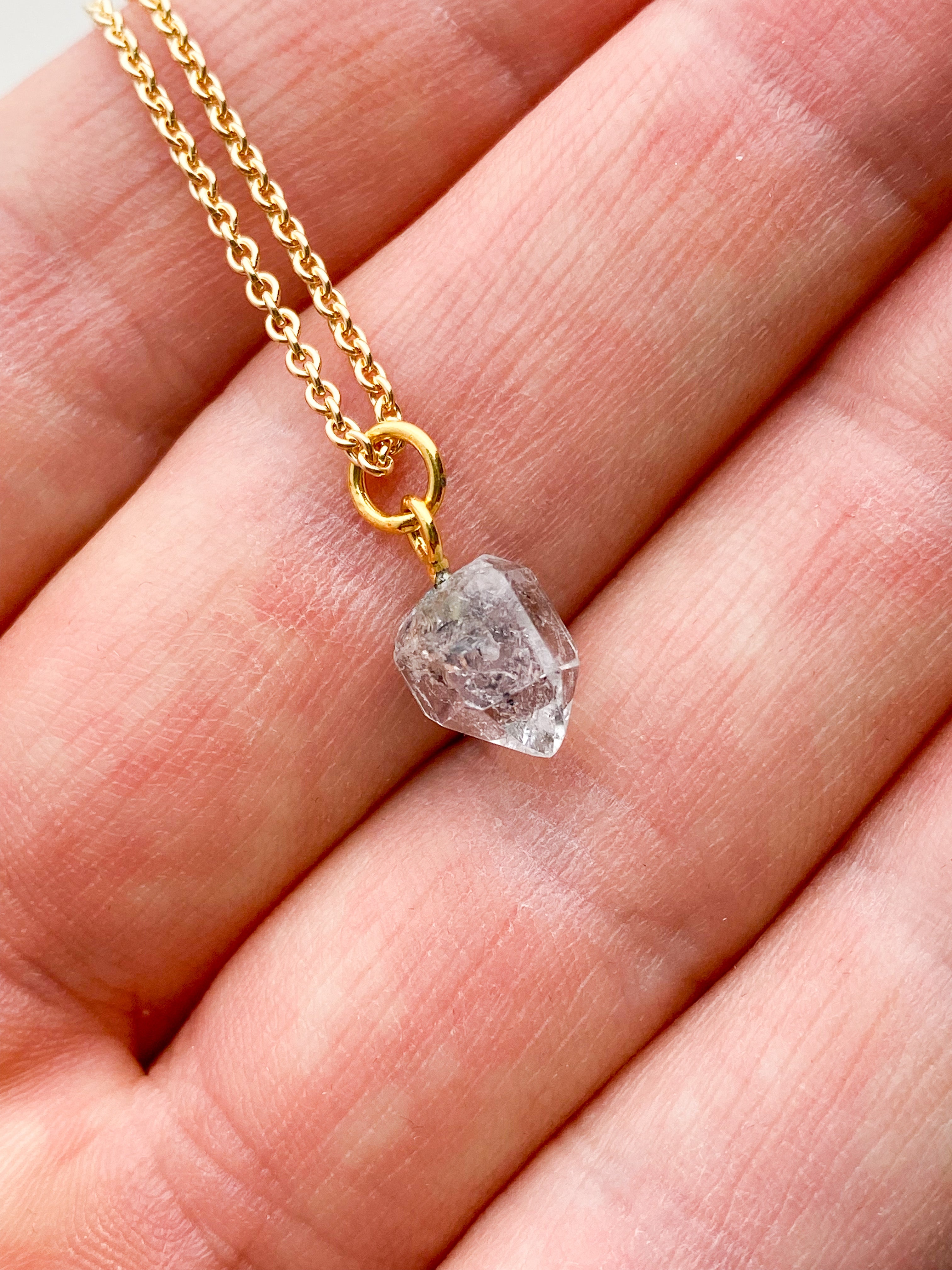 Akvamarin - Petite Heart - Guld