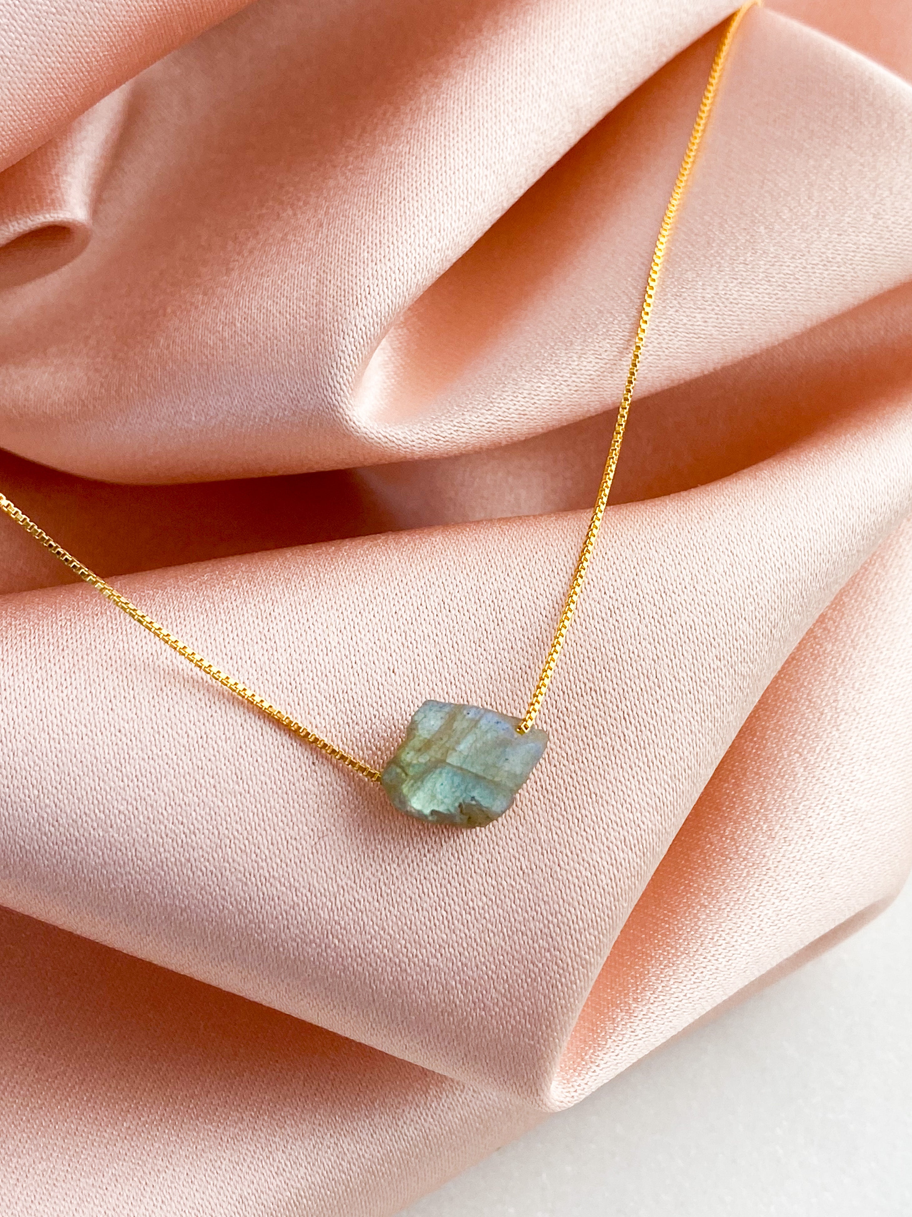 Akvamarin - Petite Heart - Guld